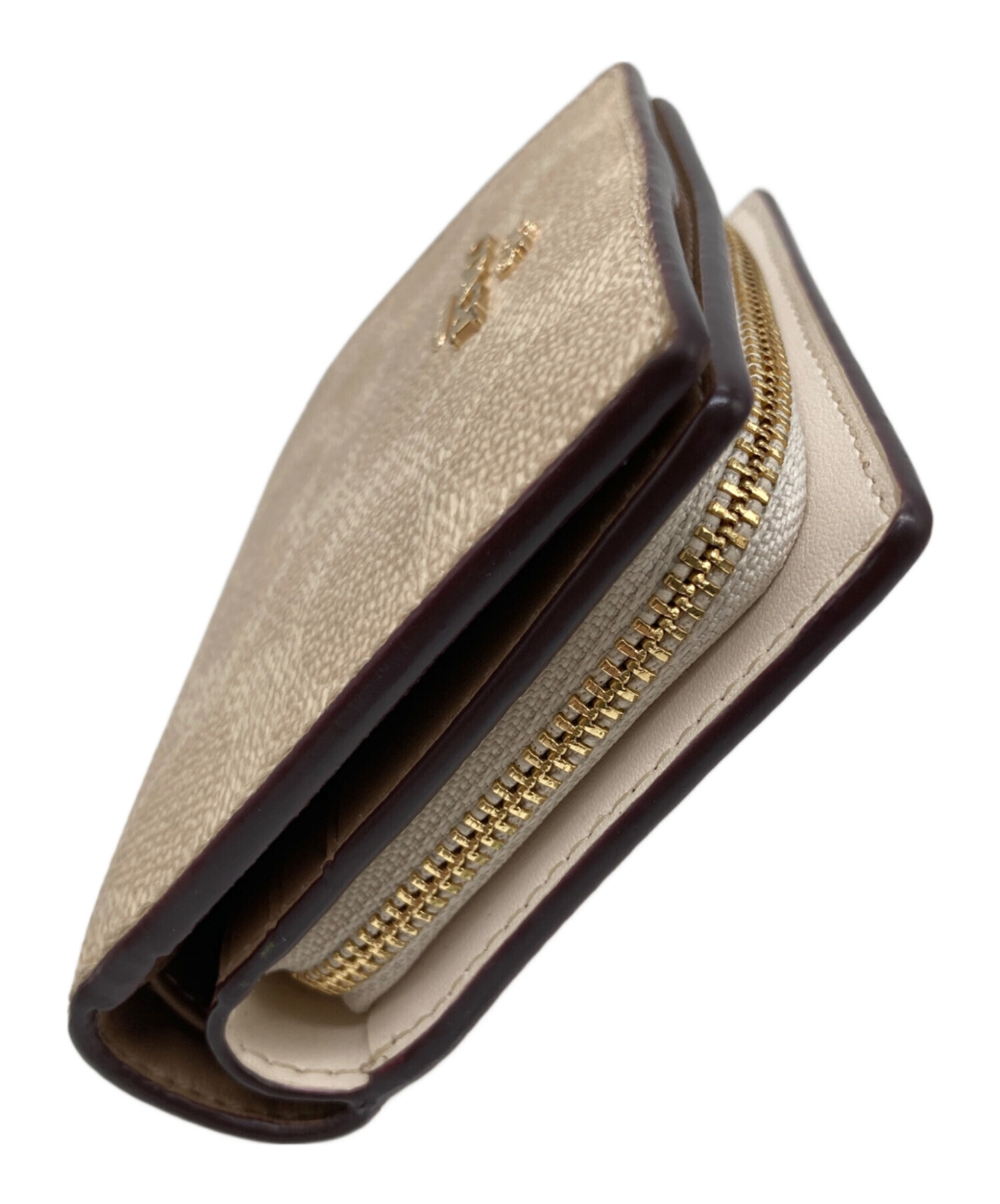 中古・古着通販】COACH (コーチ) 2つ折り財布 ベージュ｜ブランド