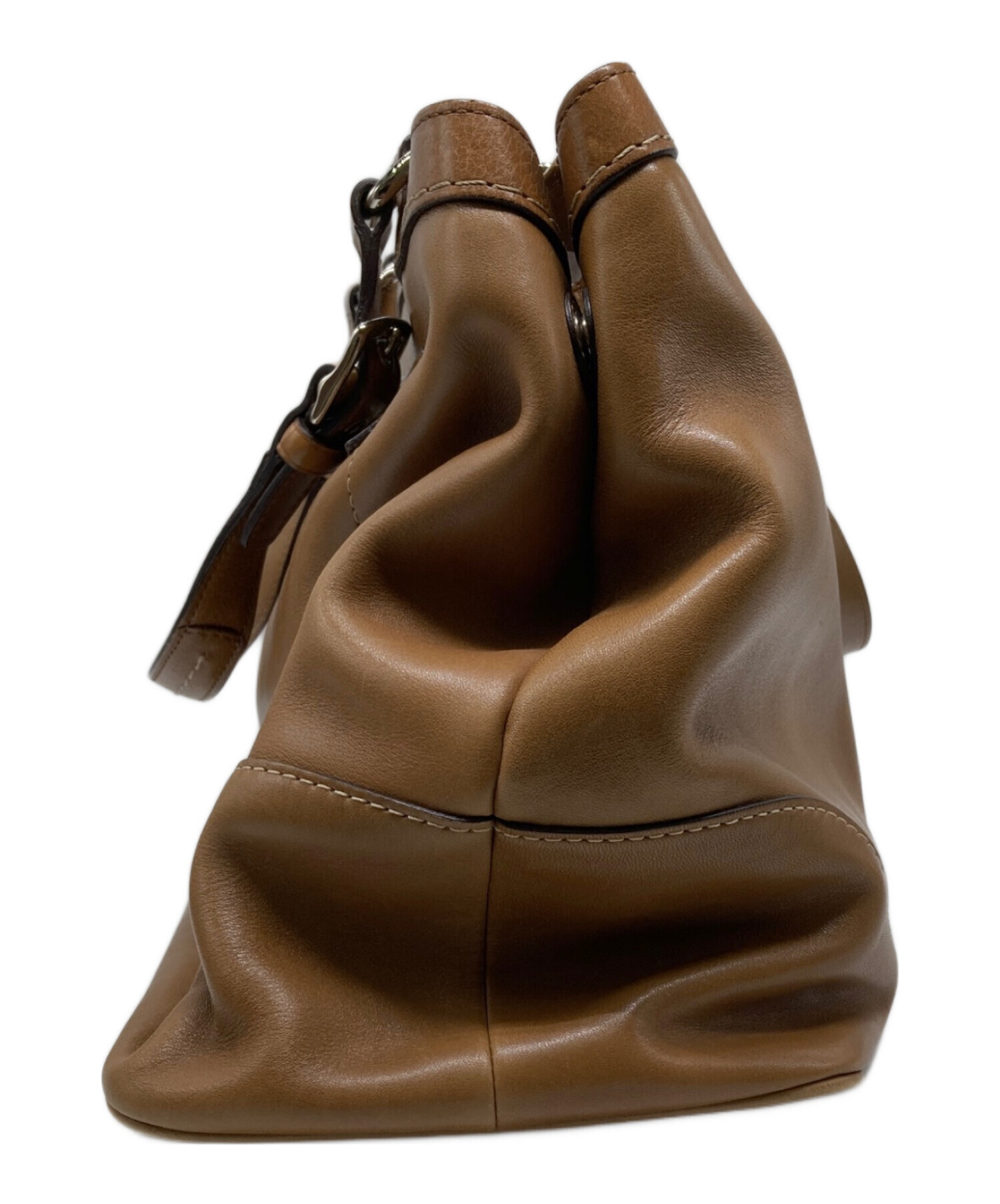 中古・古着通販】COACH (コーチ) レザーハンドバッグ ブラウン