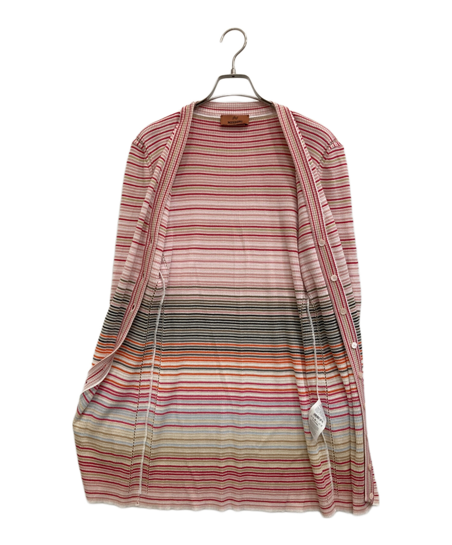 MISSONI カーディガン サイズ46 ピンク系 中古・古着通販】MISSONI (ミッソーニ) Cardigan in striped viscose