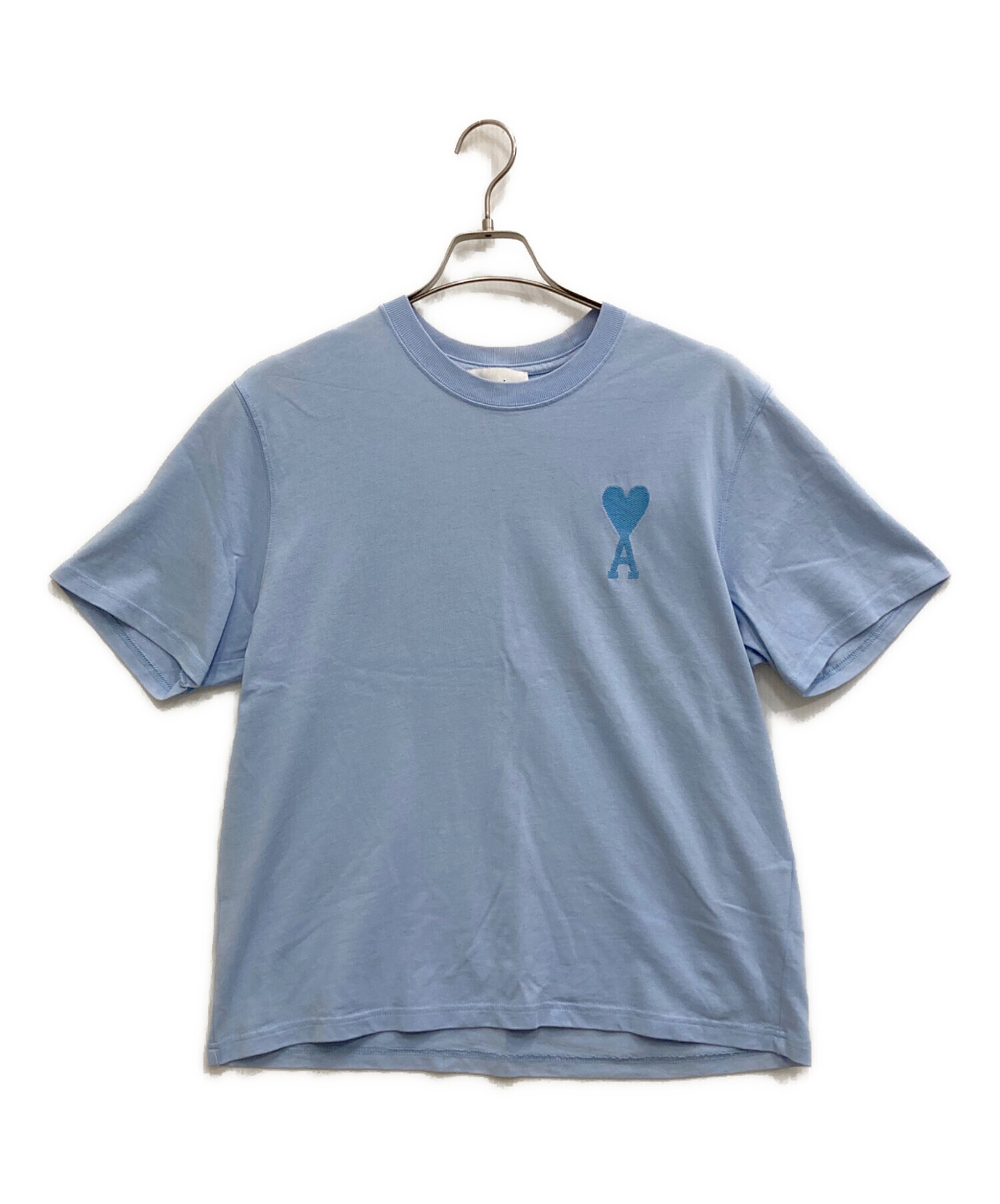 AMI Paris ハートロゴ Tシャツ ライトブルー 中古・古着通販】ami (アミ) ハートロゴ刺繍Tシャツ スカイブルー
