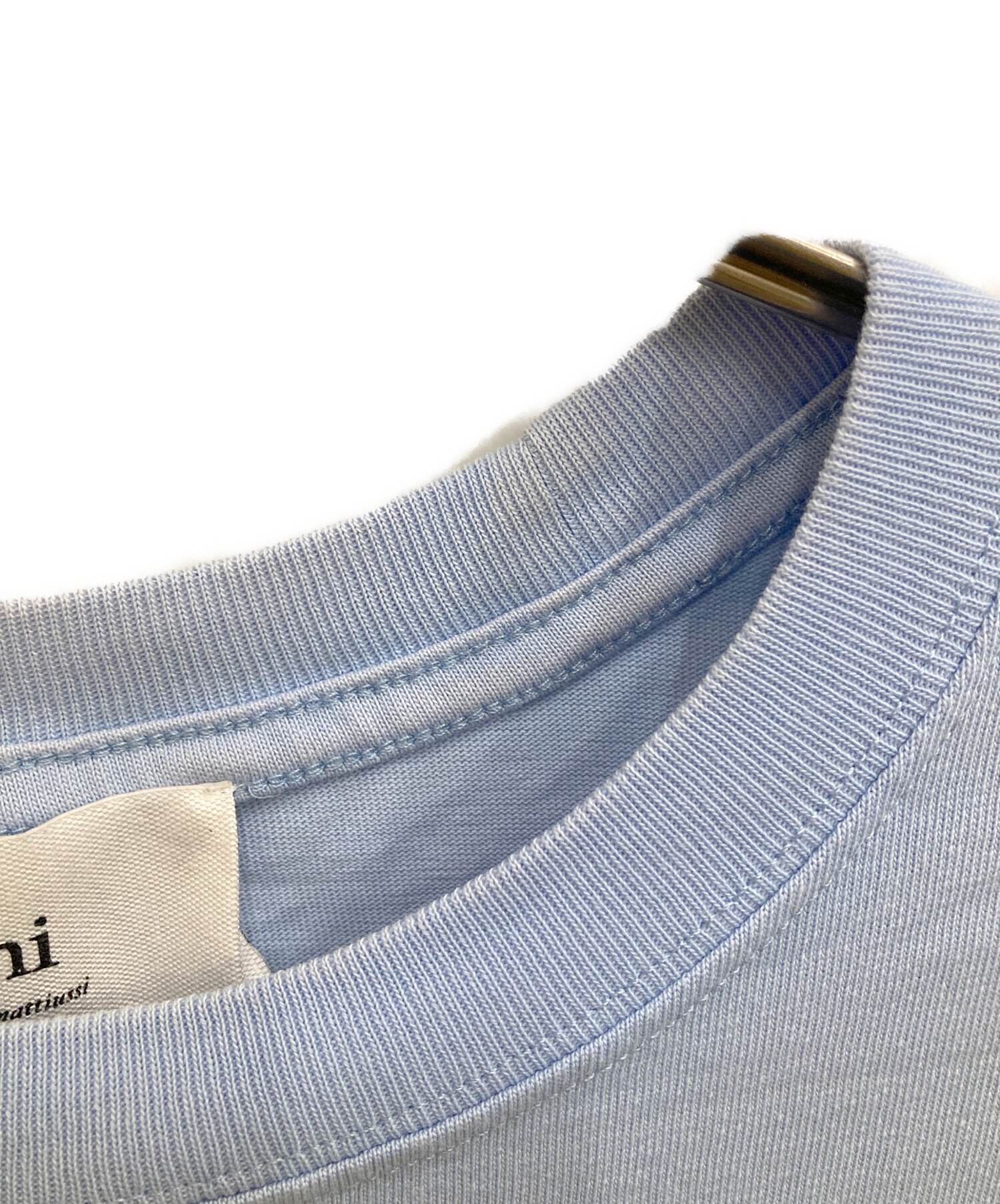 中古・古着通販】ami (アミ) ハートロゴ刺繍Tシャツ スカイブルー