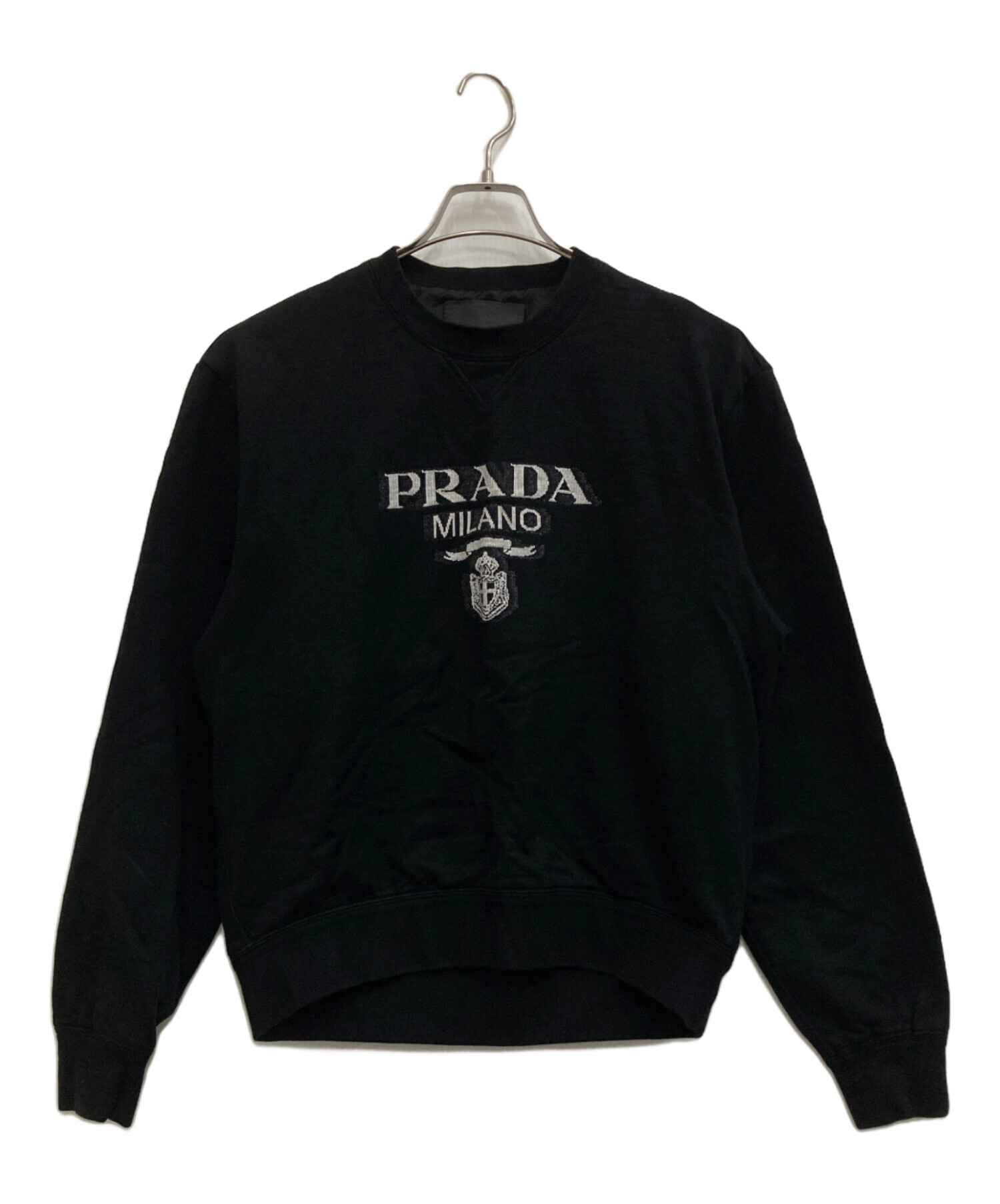 ア*ス様 PRADA ブラック トレーナー・スウェット 中古・古着通販】PRADA (プラダ) ロゴジャガードスウェット ブラック