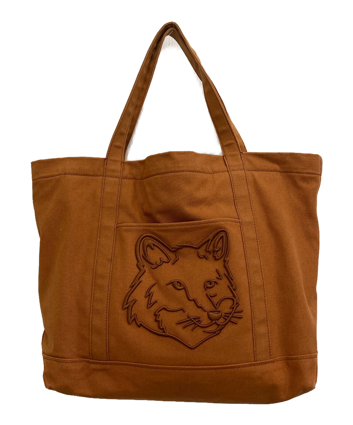 FOX HEAD LARGE TOTE トートバッグ　完売品 中古・古着通販】maison kitsune (メゾンキツネ) FOX HEAD LARGE TOTE
