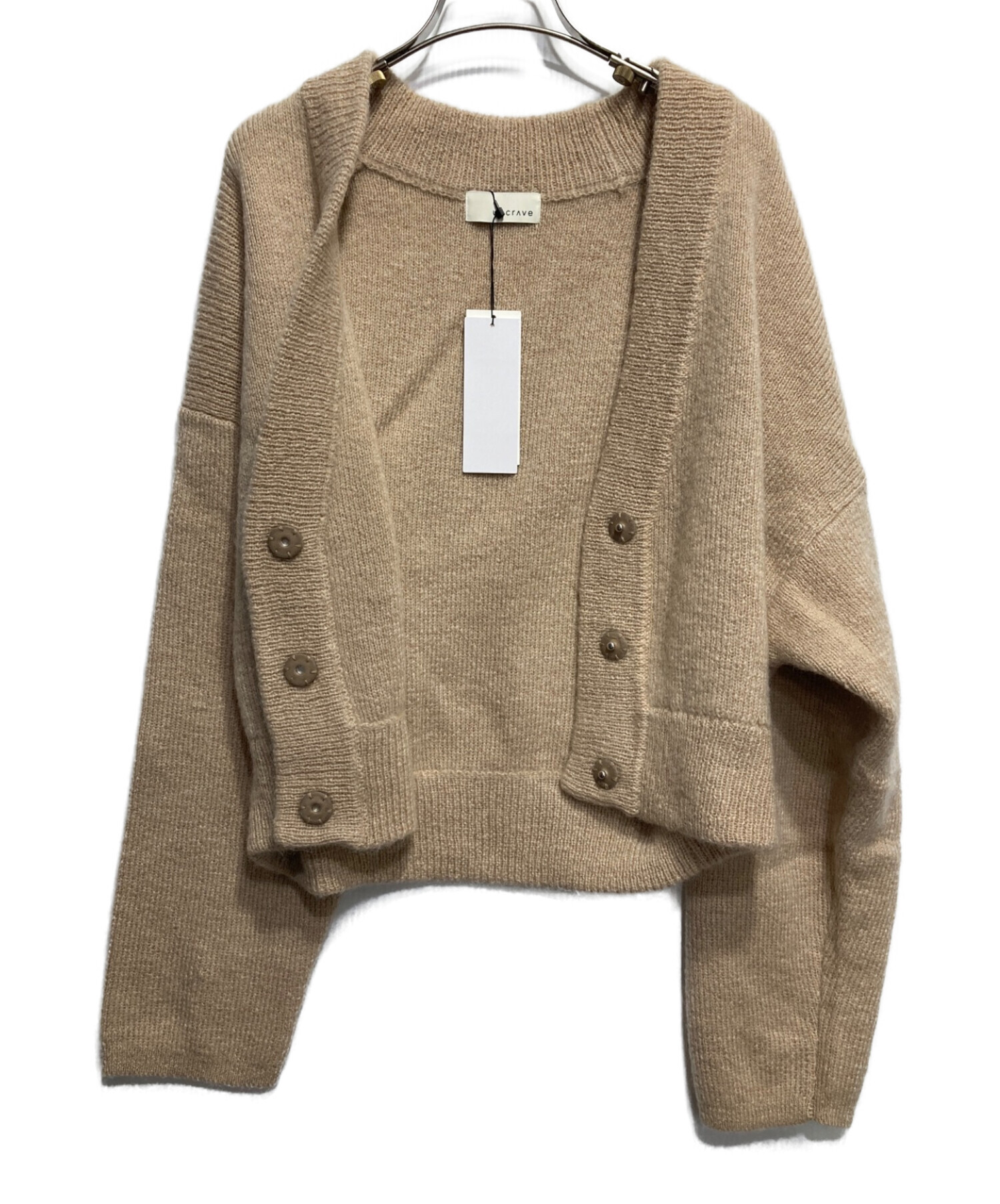 uncrave アンクレイヴ ニットカーディガン サイズ:F モヘア/Vネック    ベージュ レディース / 240001175813 uncrave（アンクレイヴ） カーディガン チャンキーニット カーディガン