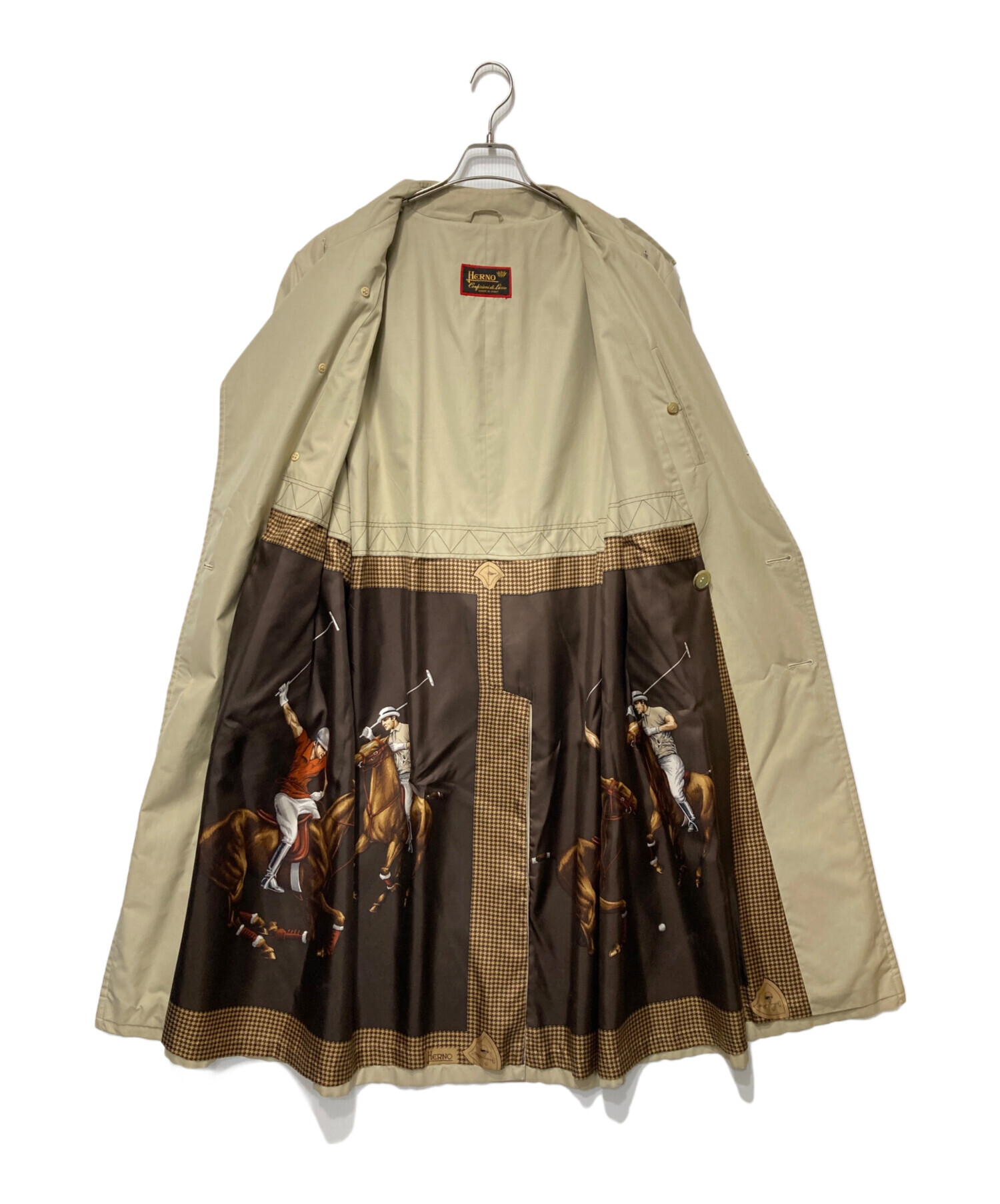 中古・古着通販】HERNO (ヘルノ) 裏地馬柄トレンチコート ベージュ