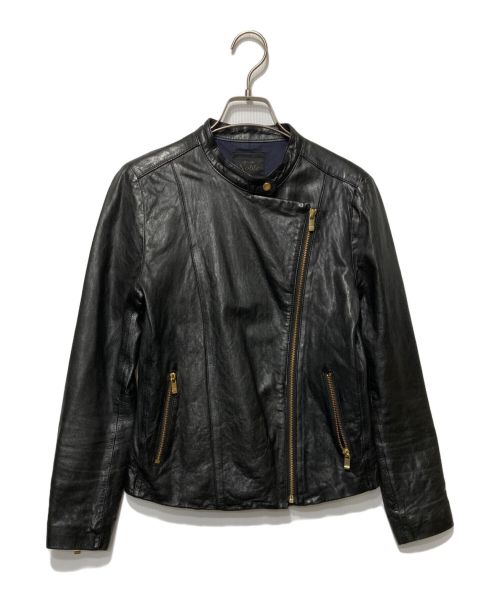 未使用 Noble レザー ライダースジャケット 38サイズ ブラック 黒 中古・古着通販】Noble (ノーブル) レザーライダースジャケット