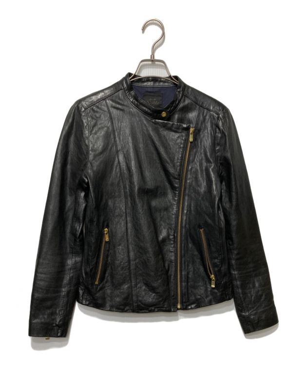 NOBLE ノーブル ライダースジャケット ラムレザー 40 ゴールド金具 黒 中古・古着通販】Noble (ノーブル) レザーライダースジャケット