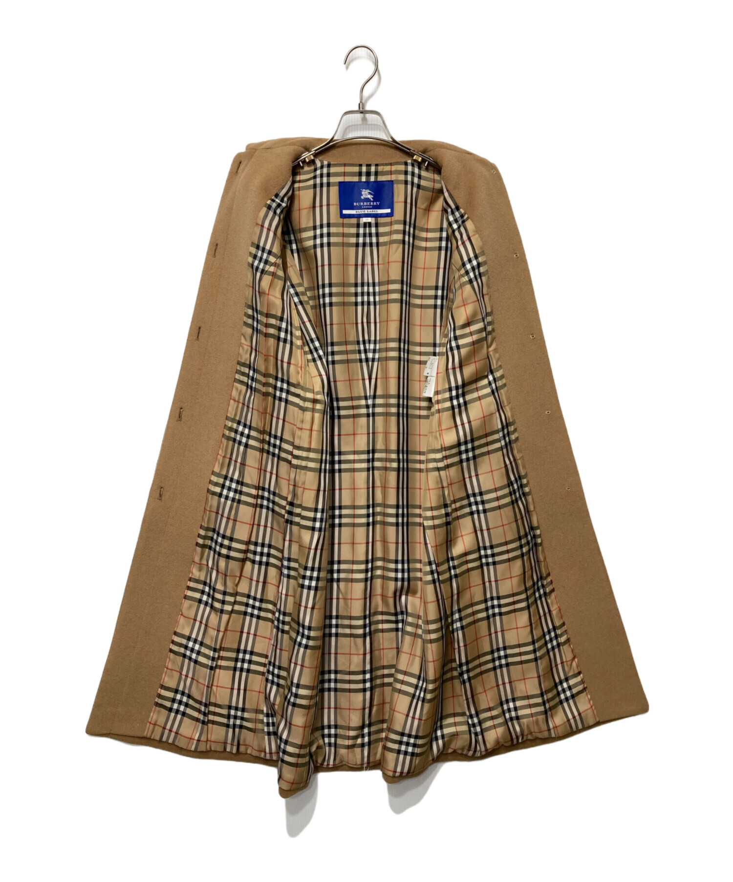 BURBERRY BLUE LABEL バーバリー アンゴラ混コート チェック 中古・古着通販】BURBERRY BLUE LABEL (バーバリーブルーレーベル
