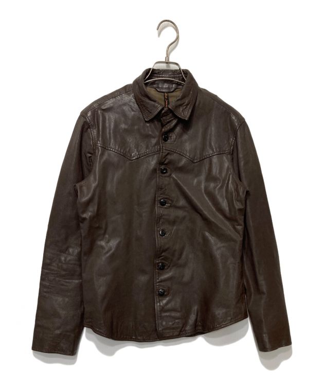ヌーディージーンズ　ブラウンレザーシャツ 中古・古着通販】NUDIE JEANS (ヌーディー・ジーンズ) レザーシャツ