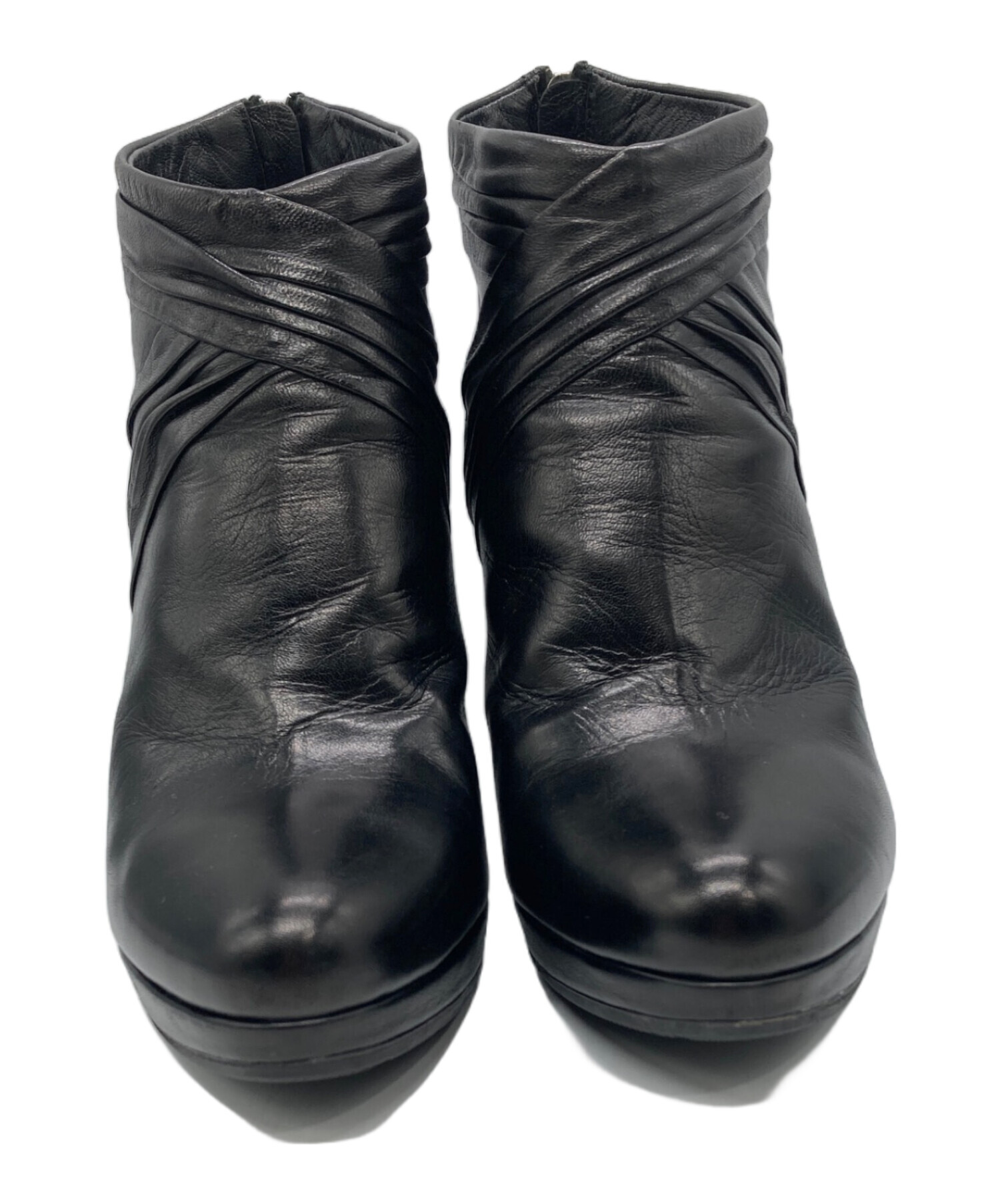 中古・古着通販】PRADA (プラダ) レザーショートブーツ ブラック  