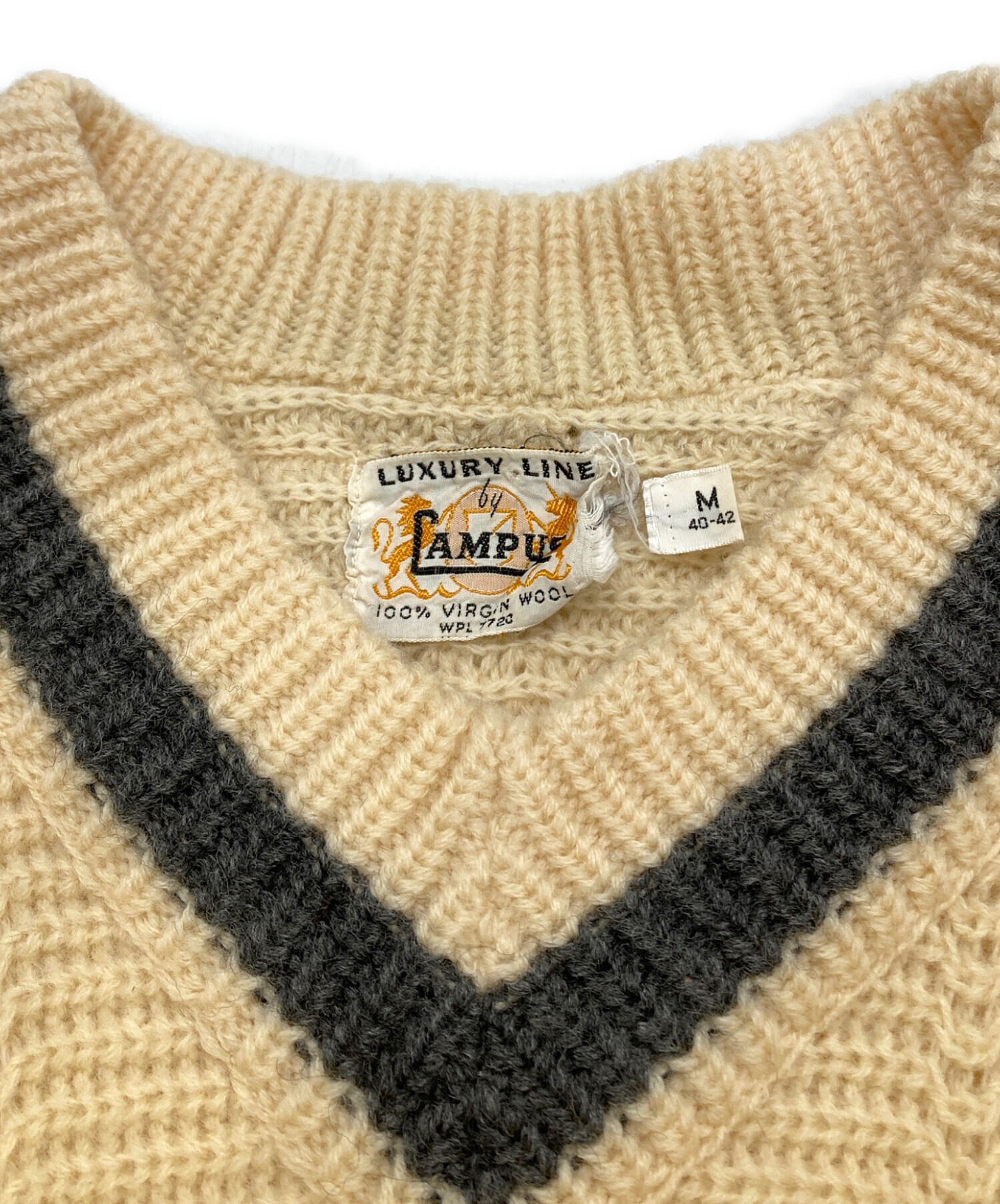 中古・古着通販】CAMPUS (キャンパス) Vネックウールニット アイボリー 