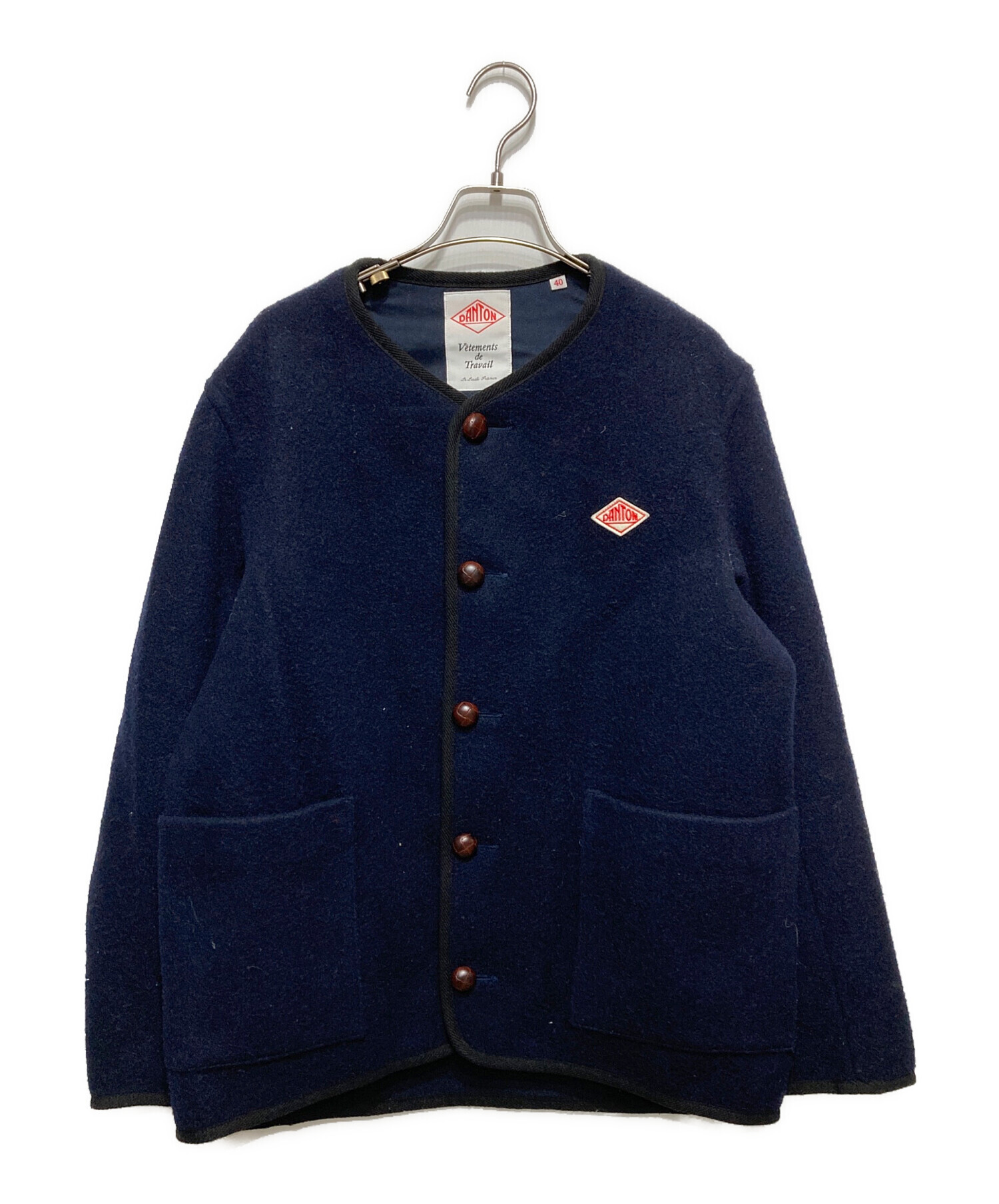 ☆【美品】ダントン ウールモッサノーカラージャケット ネイビー☆ 中古・古着通販】DANTON (ダントン) ウールモッサノーカラージャケット