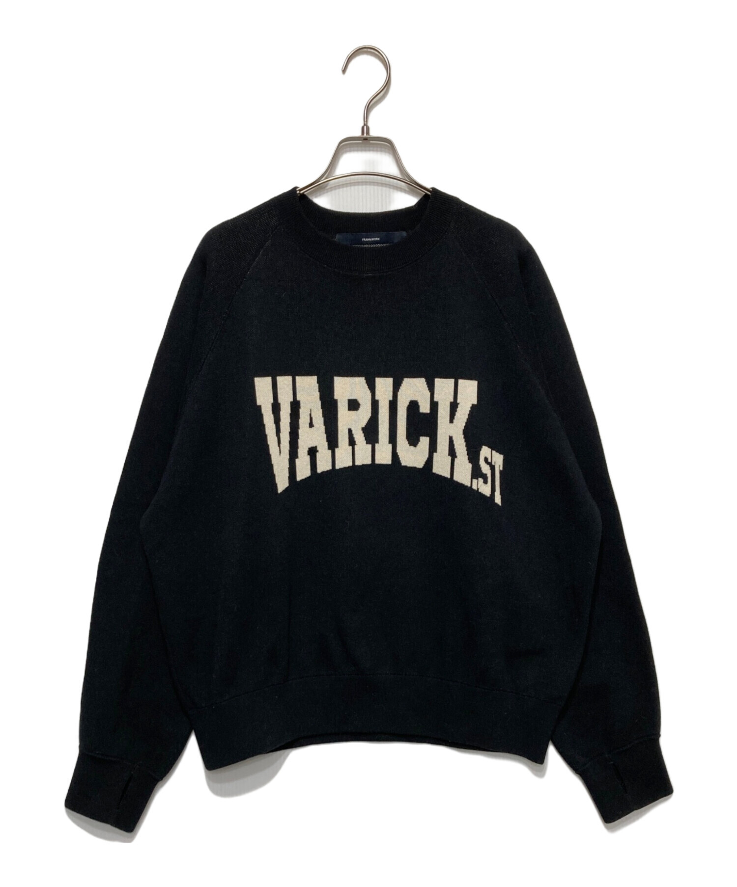 FRAMeWORK ジャガードロゴ SWEATニット スウェット ブラック 中古・古着通販】FRAMeWORK (フレームワーク) ジャガードロゴSWEAT