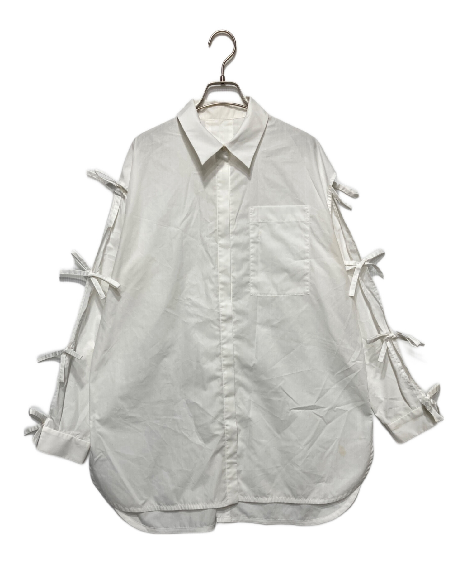 中古・古着通販】Ameri (アメリ) 2WAY RIBBON SLEEVE SHIRT ホワイト
