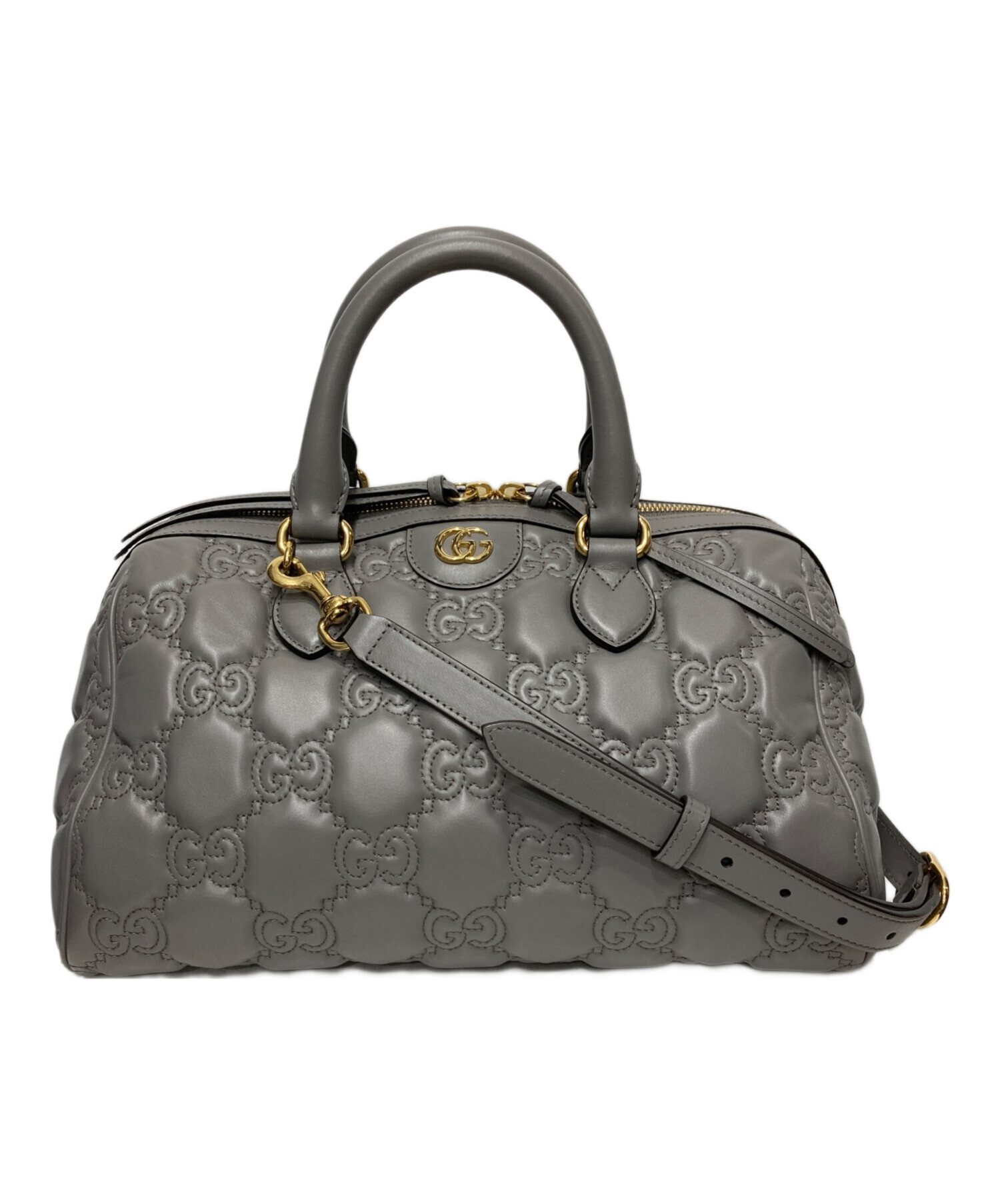 【鑑定済み】GUCCI/グッチ GGハンドバッグ グレー 中古・古着通販】GUCCI (グッチ) GGマトラッセハンドバッグ グレー