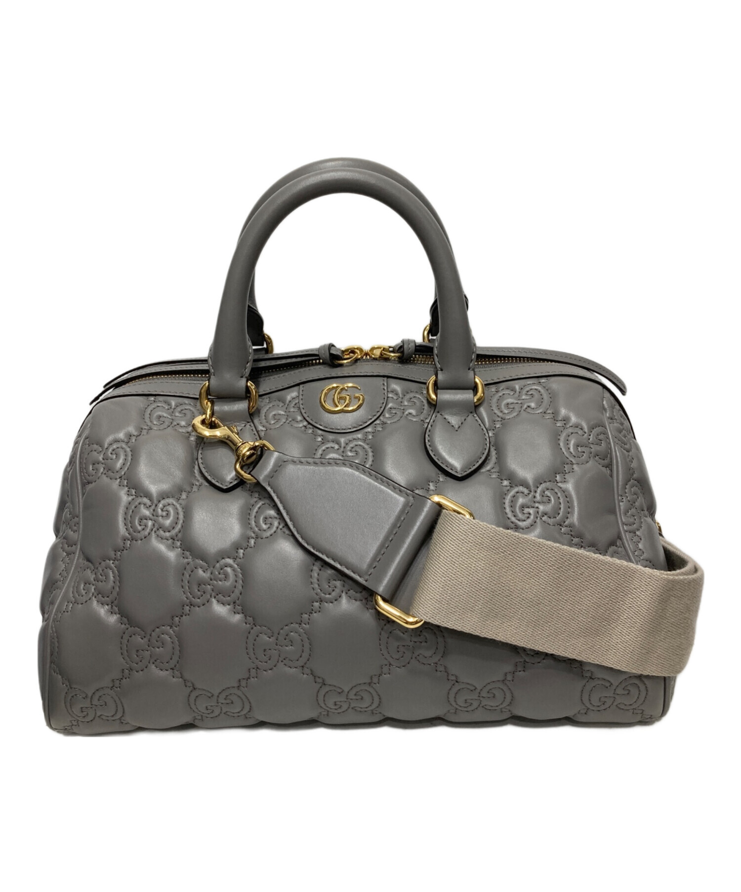【鑑定済み】GUCCI/グッチ GGハンドバッグ グレー 中古・古着通販】GUCCI (グッチ) GGマトラッセハンドバッグ グレー