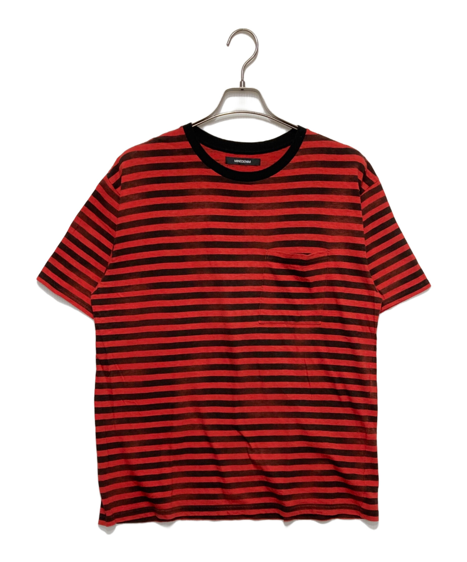 中古・古着通販】MINEDENIM (マインデニム) Hazy Border T-SH レッド