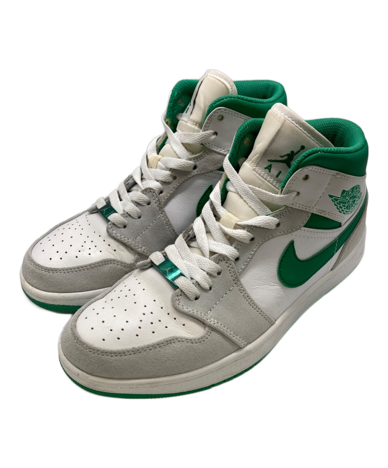 中古・古着通販】NIKE (ナイキ) Air Jordan 1 Mid ホワイト×グリーン 
