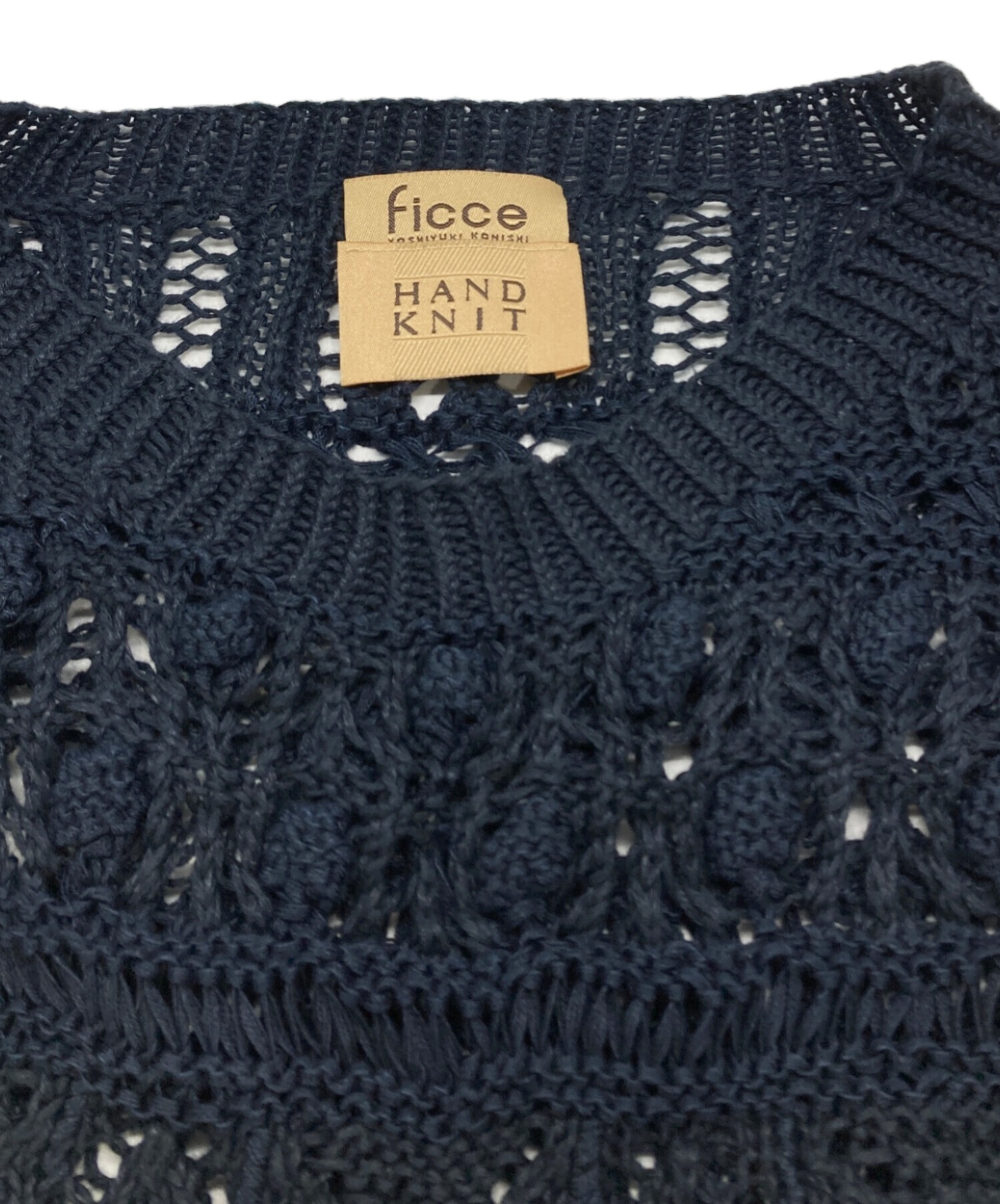 中古・古着通販】FICCE (フィッチェ) 透かし編みニット ネイビー 