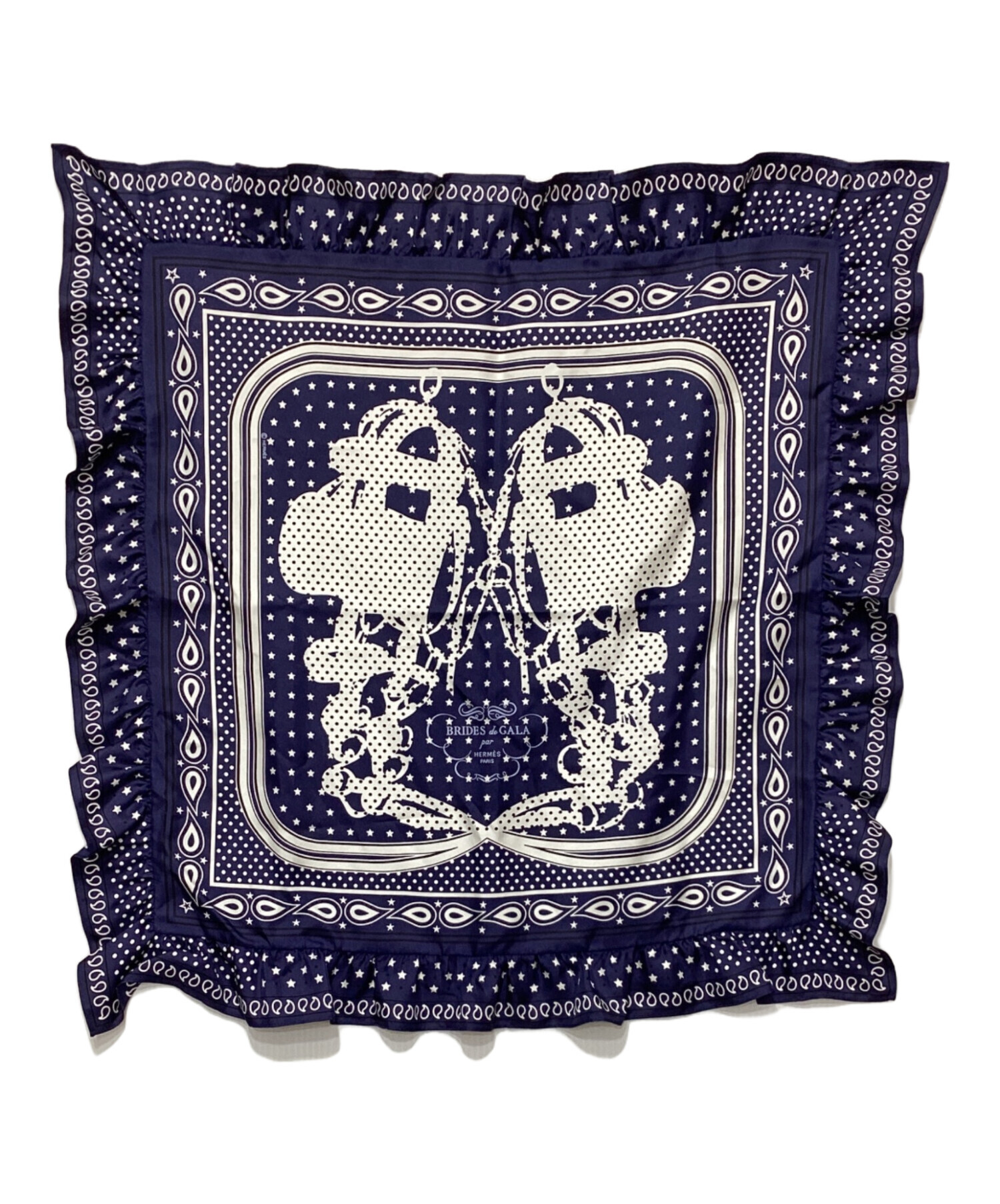 中古・古着通販】HERMES (エルメス) カレ70 ネイビー×ホワイト