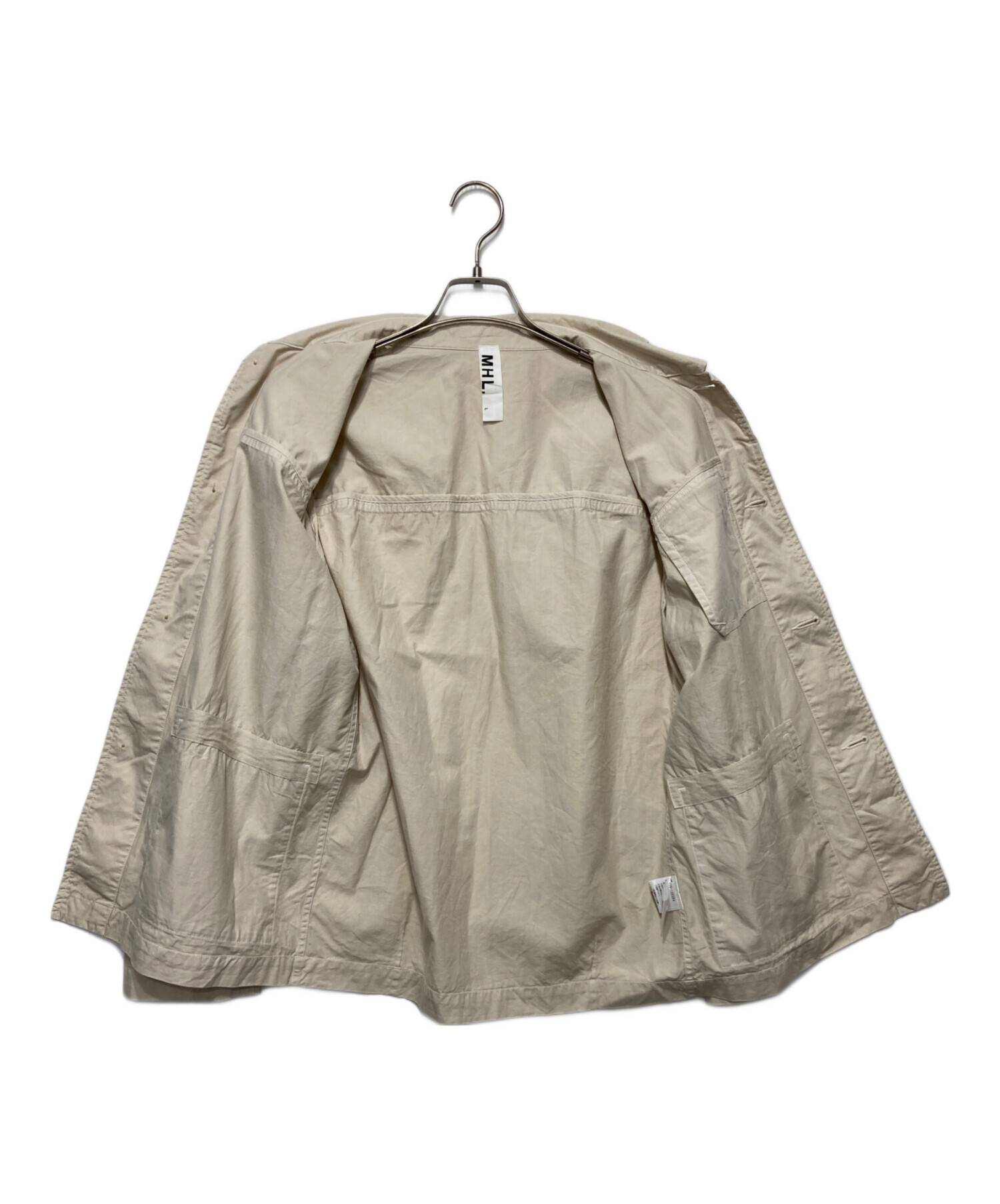 定価3.1万 MHL. コットン リネン シャツジャケット ブルゾン ベージュ Oggi掲載】ストレッチギャバ チノ ショート シャツジャケット