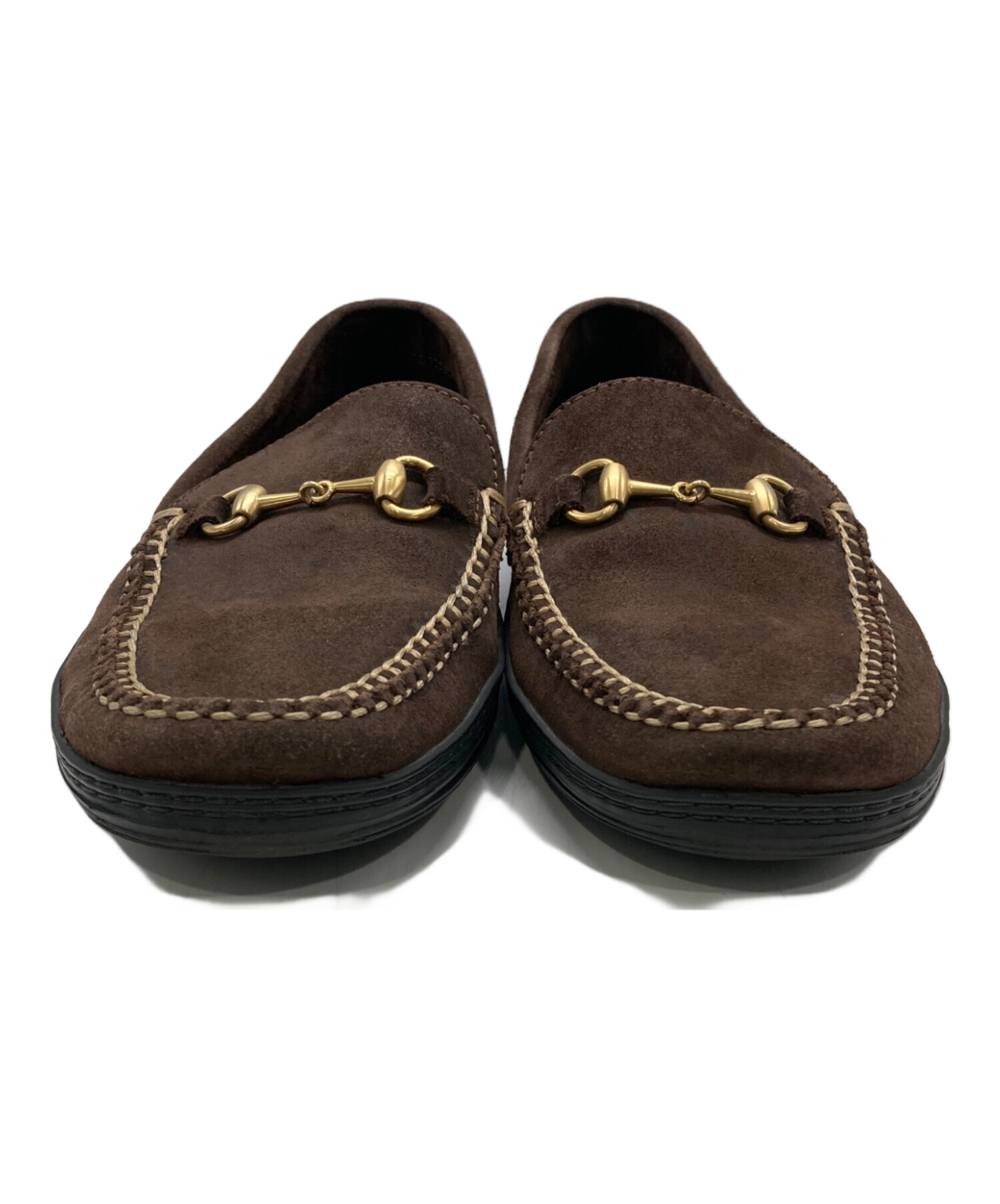 中古・古着通販】GUCCI (グッチ) スウェードビットローファー ブラウン 