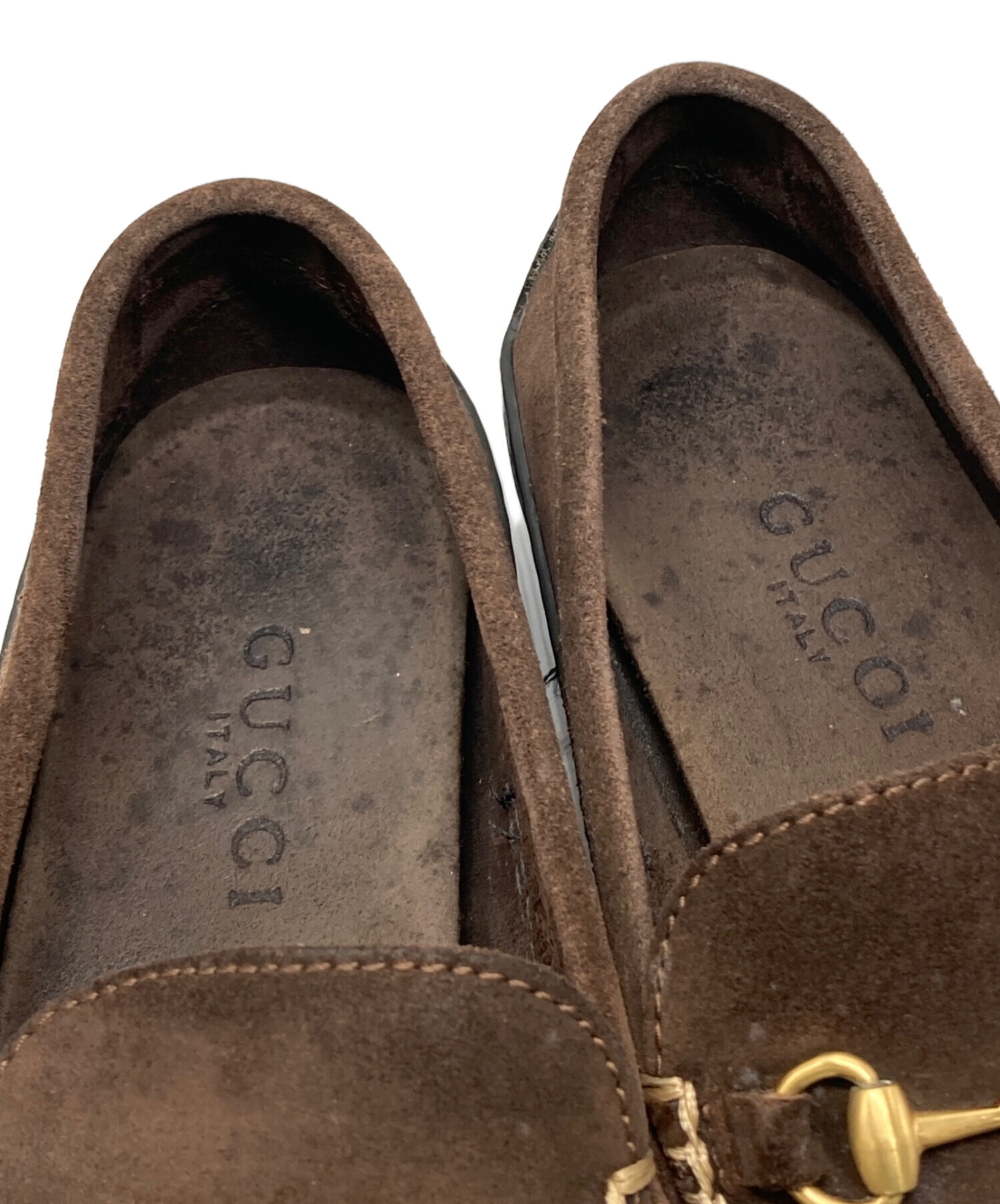 中古・古着通販】GUCCI (グッチ) スウェードビットローファー ブラウン 