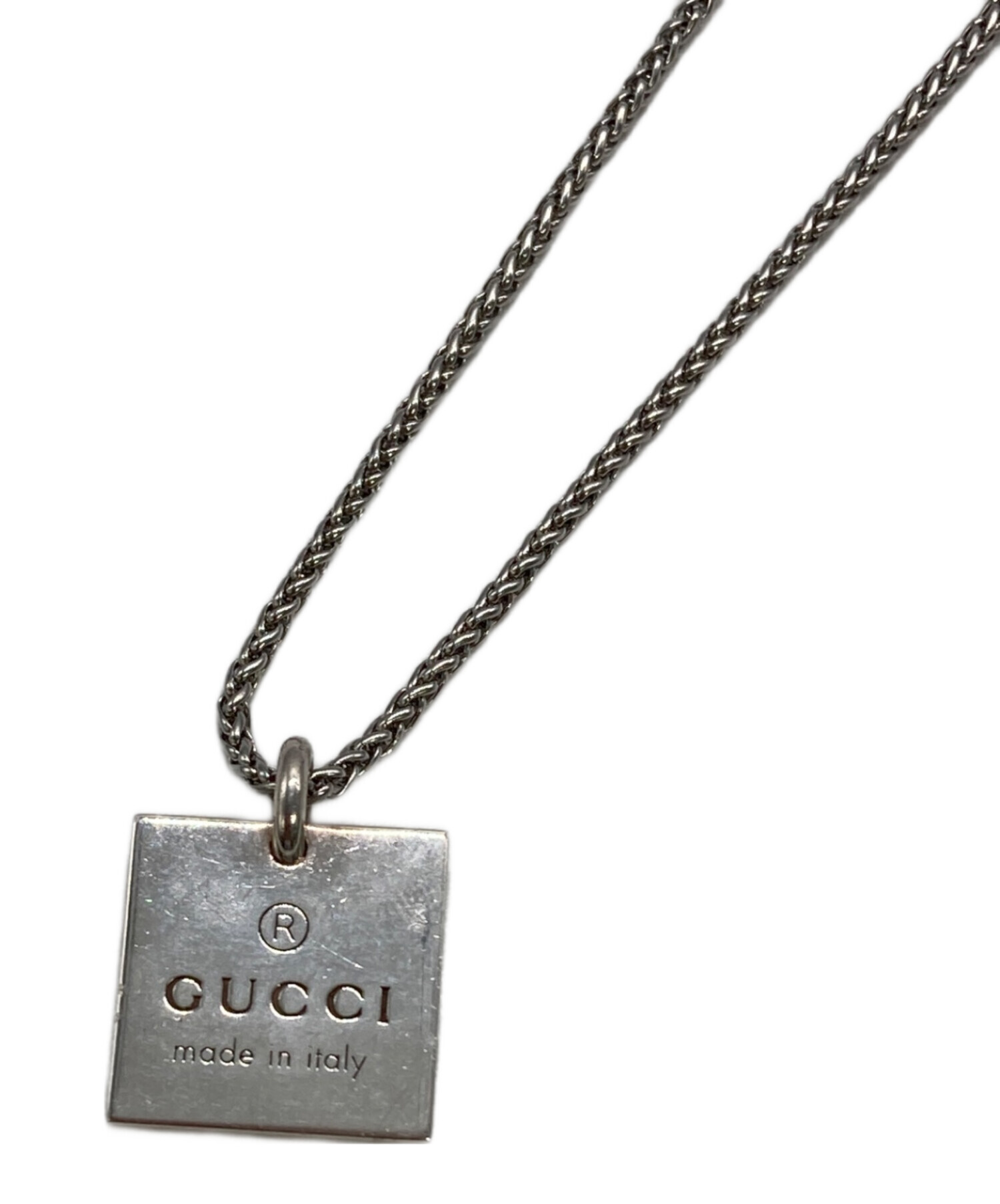 中古・古着通販】GUCCI (グッチ) スクエアプレートネックレス シルバー 