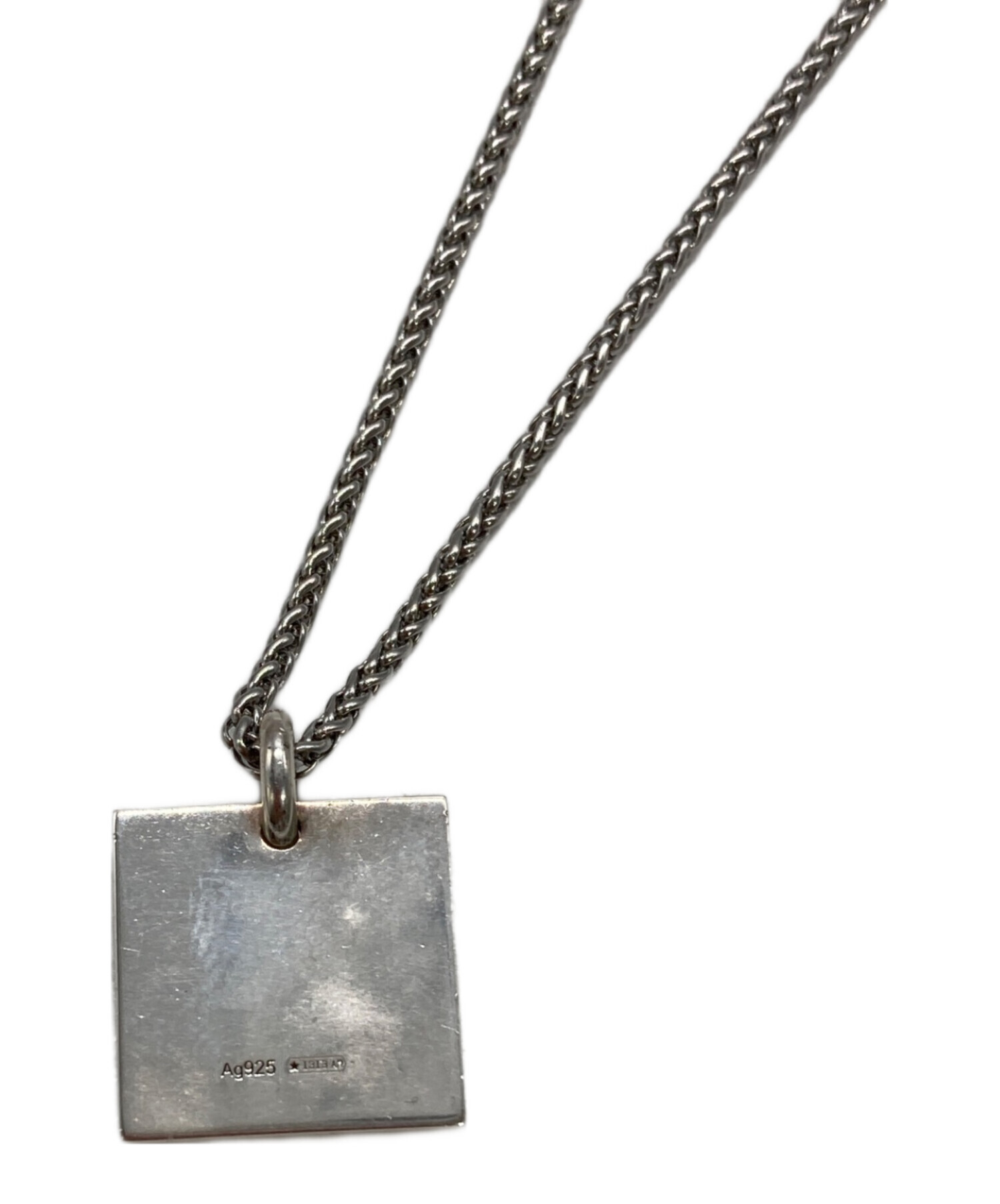 GUCCI グッチ スクエアプレート ネックレス Ag925  GUCCI(グッチ) ⁄ スクエアプレートネックレス_AG925_シルバー⁄--⁄SLV