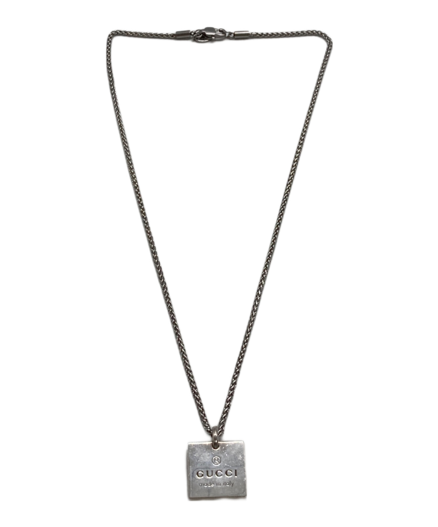 中古・古着通販】GUCCI (グッチ) スクエアプレートネックレス シルバー 