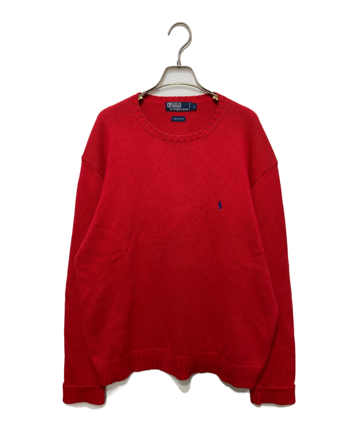 古着 ビンテージ 80s ラルフローレン 赤 RED ベルト付 ニット 希少美品 中古・古着通販】POLO RALPH LAUREN (ポロ・ラルフローレン) コットン
