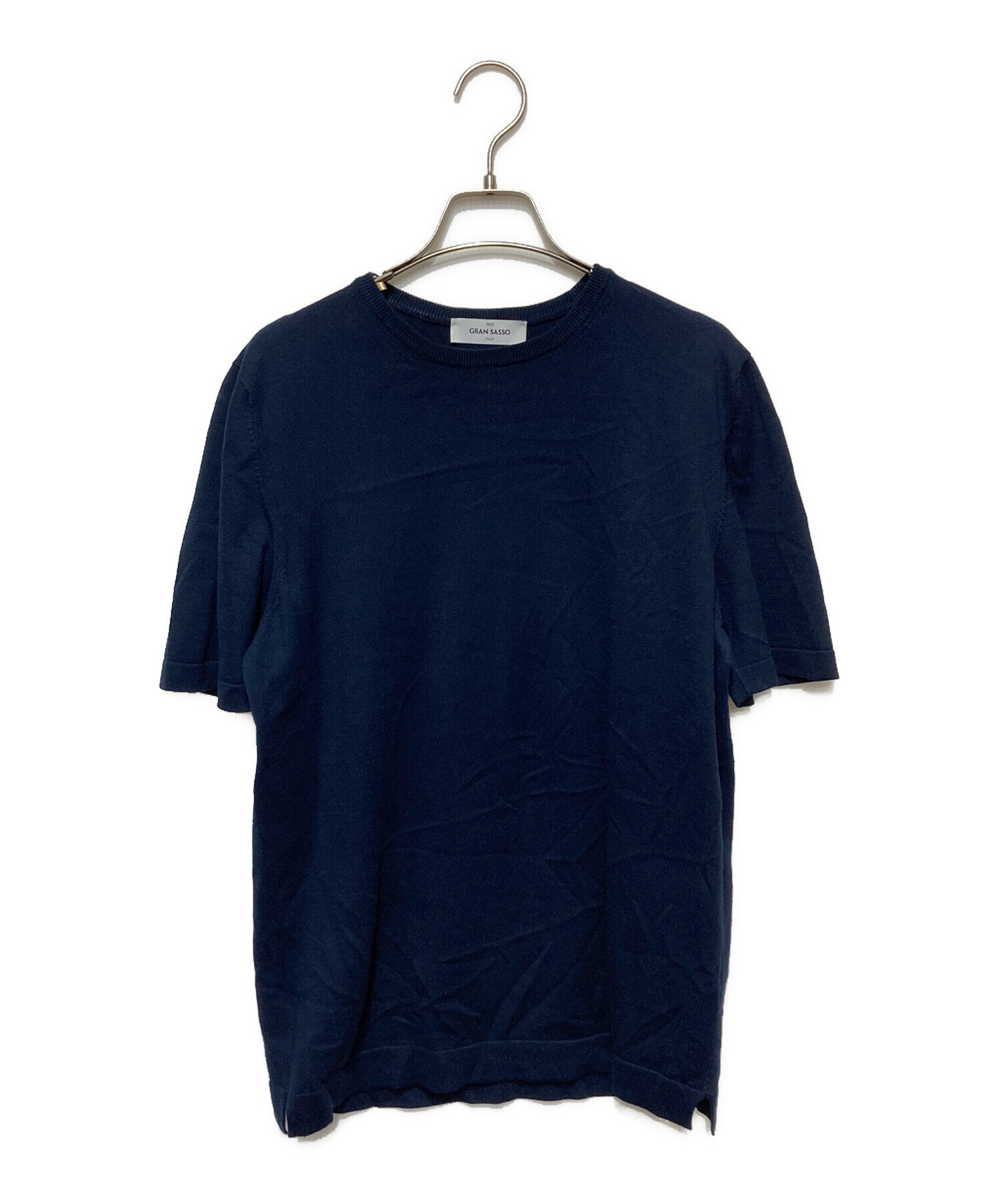 中古・古着通販】GRAN SASSO (グランサッソ) 半袖ニット ネイビー 