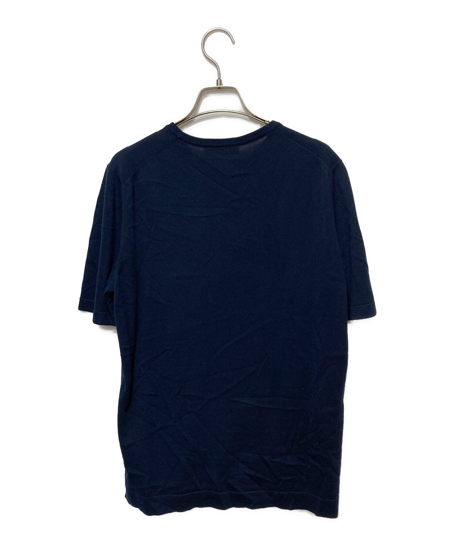 中古・古着通販】GRAN SASSO (グランサッソ) 半袖ニット ネイビー 