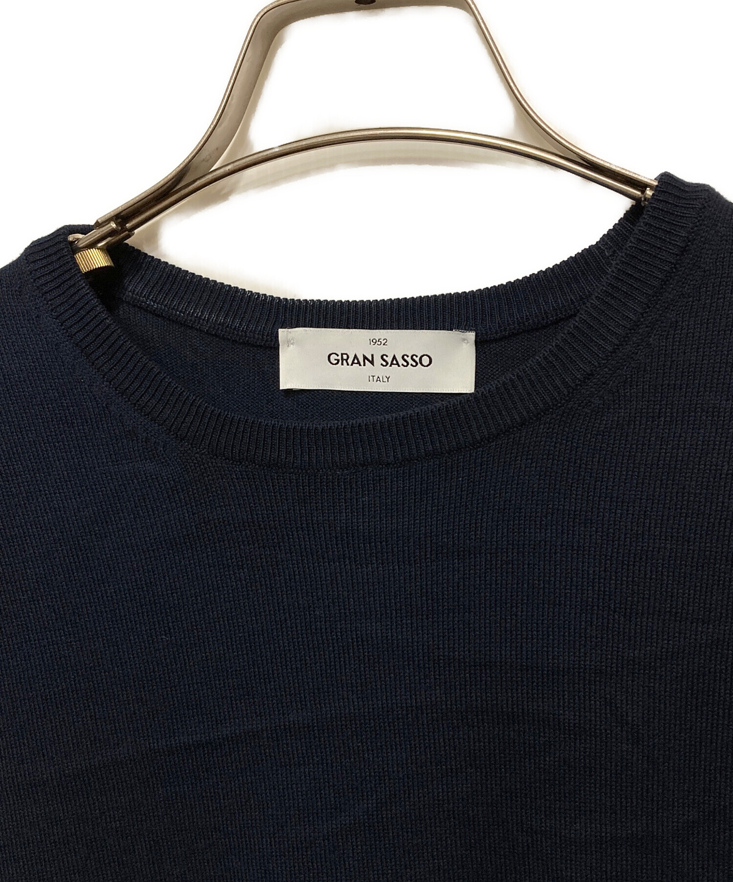 中古・古着通販】GRAN SASSO (グランサッソ) 半袖ニット ネイビー 
