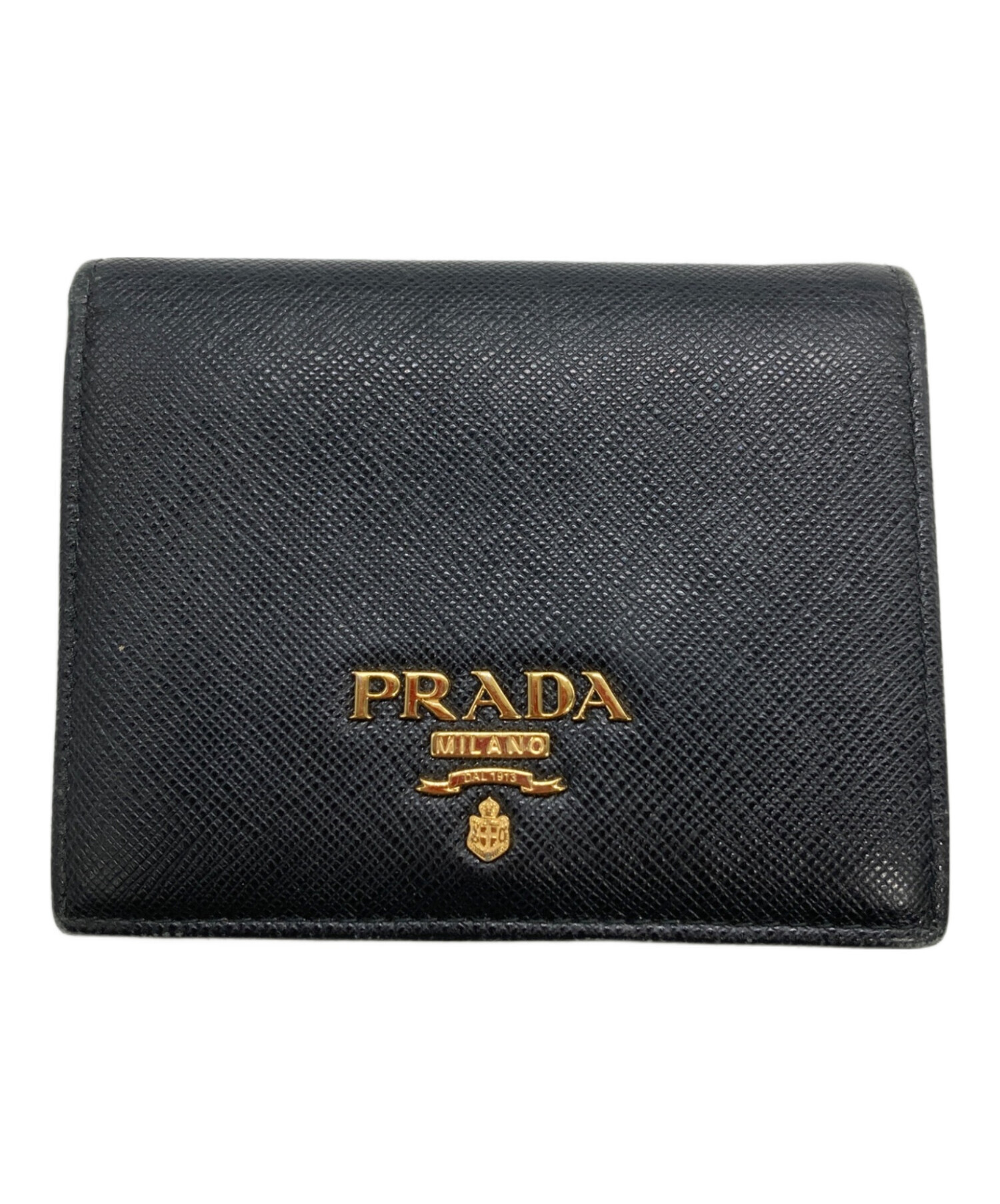 中古・古着通販】PRADA (プラダ) バイカラー2つ折り財布 ブラック