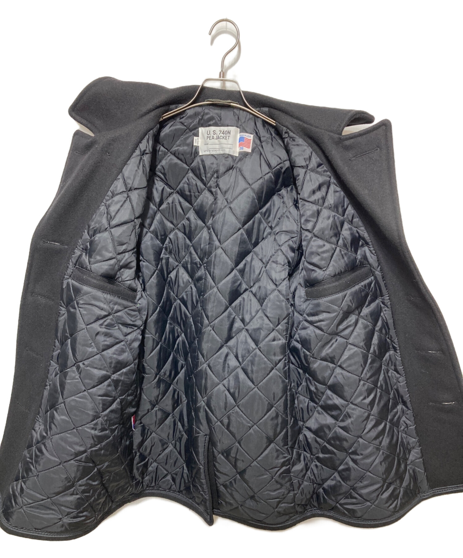 ショット　Pコート　ブラック サイズ38 中古・古着通販】Schott (ショット) Pコート ブラック サイズ:38