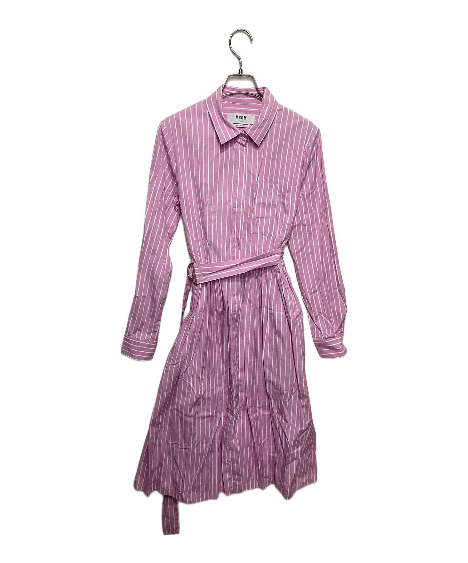 中古・古着通販】MSGM (エムエスジーエム) シャツワンピース ピンク
