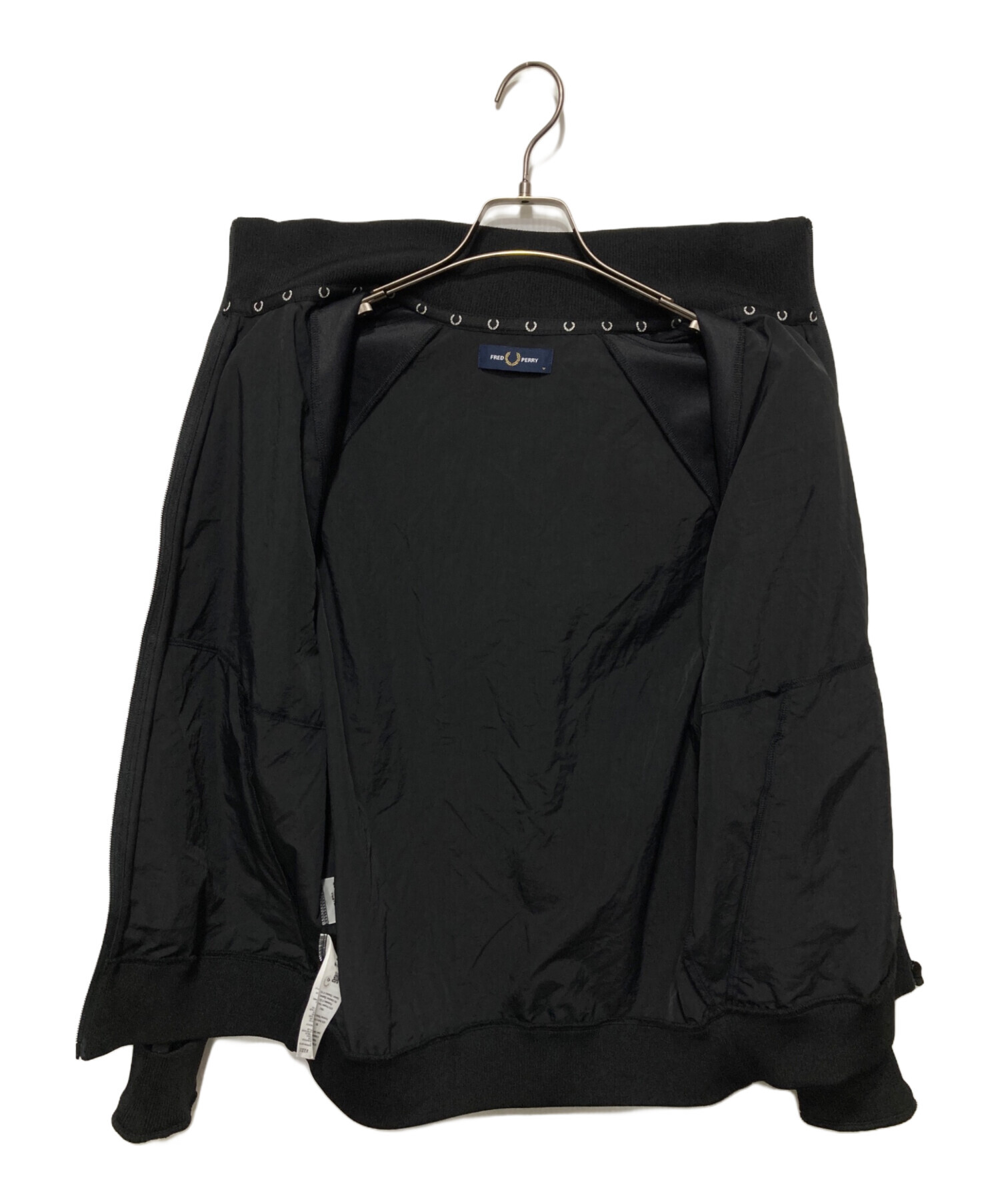 古着 フレッドペリー スナップ カーディガン トラックジャケット 黒 古着 フレッドペリー スナップ カーディガン トラックジャケット 黒