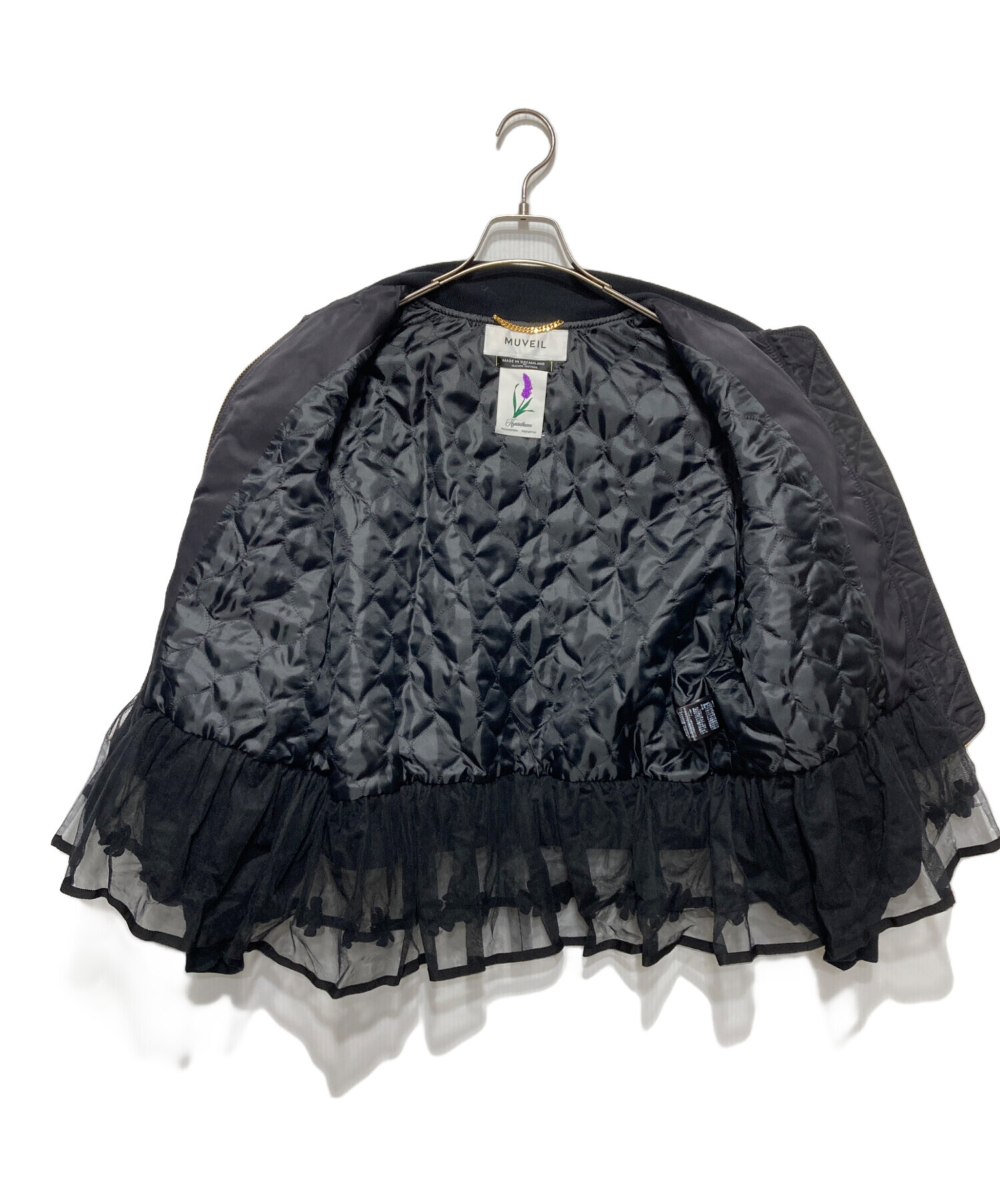 ミュベール　MUVEIL　スタジャン　ネイビー　蜂　ハチ　花　ブルゾン　アウター ミュベールMUVEILスタジャンネイビー蜂ハチ花ブルゾンアウター