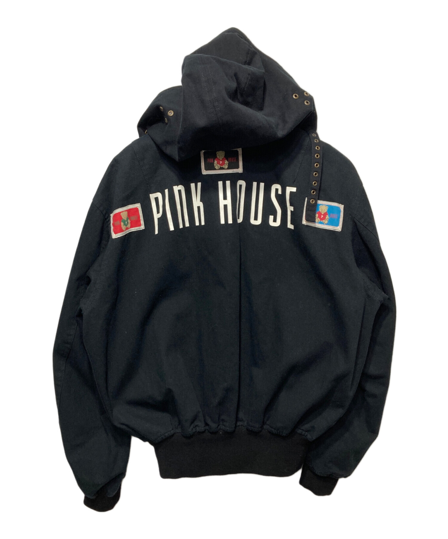 PINK HOUSE ピンクハウス ジャケット 黒 中古・古着通販】PINK HOUSE (ピンクハウス) テディワッペンブルゾン