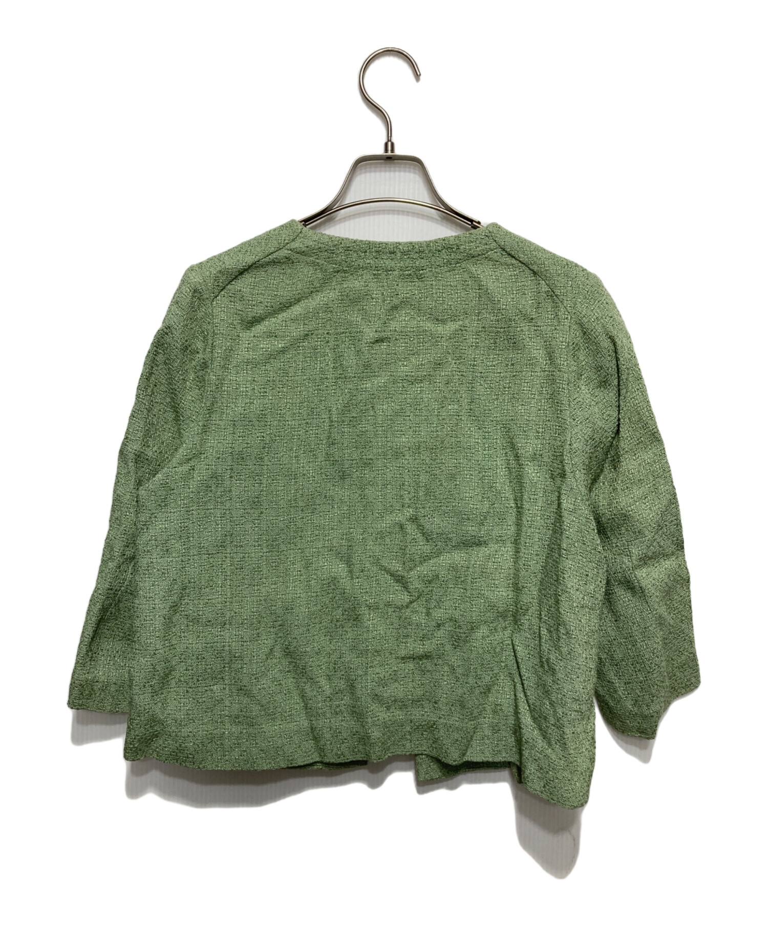 中古・古着通販】MARNI (マルニ) ノーカラーツイードジャケット 黄緑