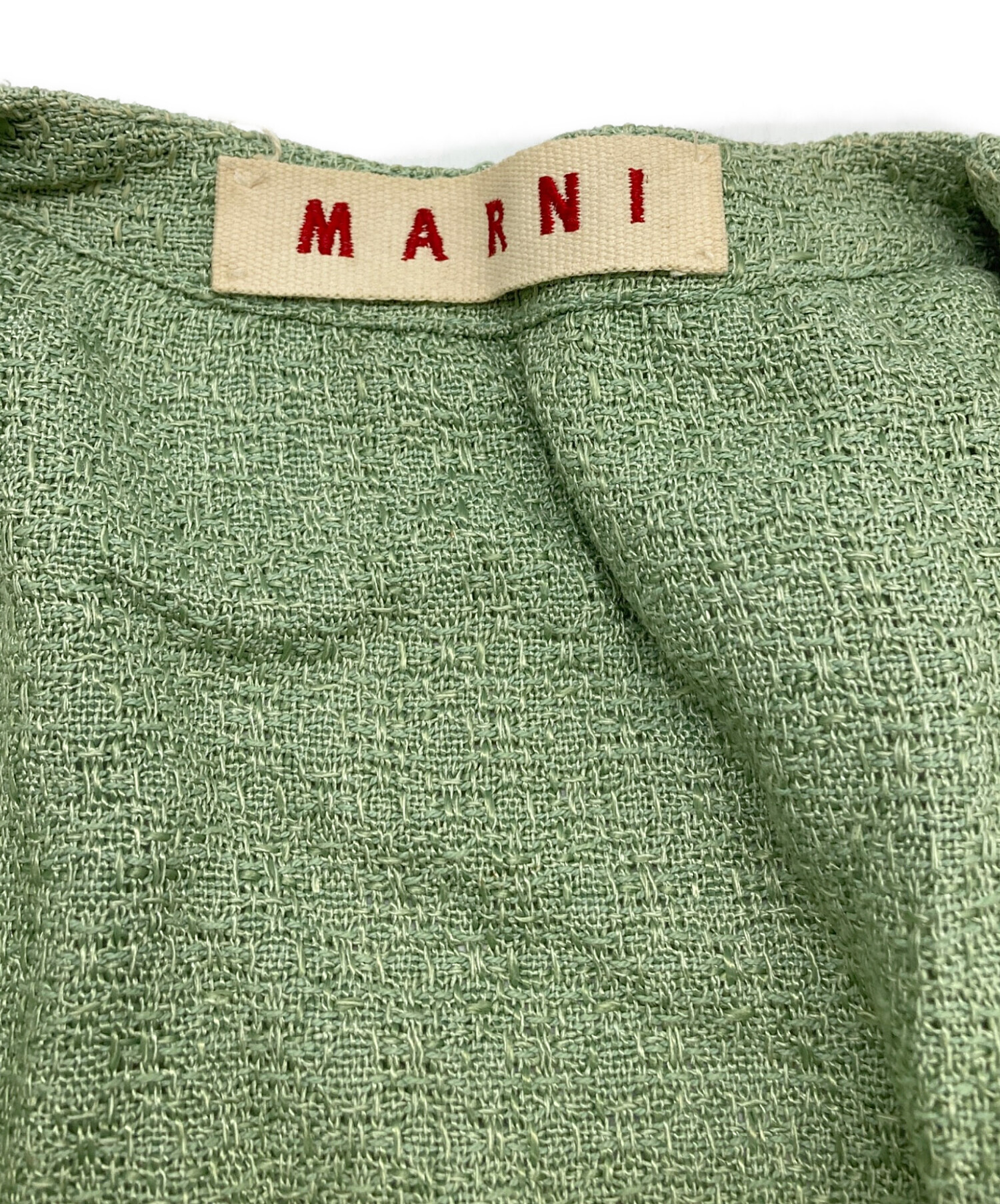 中古・古着通販】MARNI (マルニ) ノーカラーツイードジャケット 黄緑