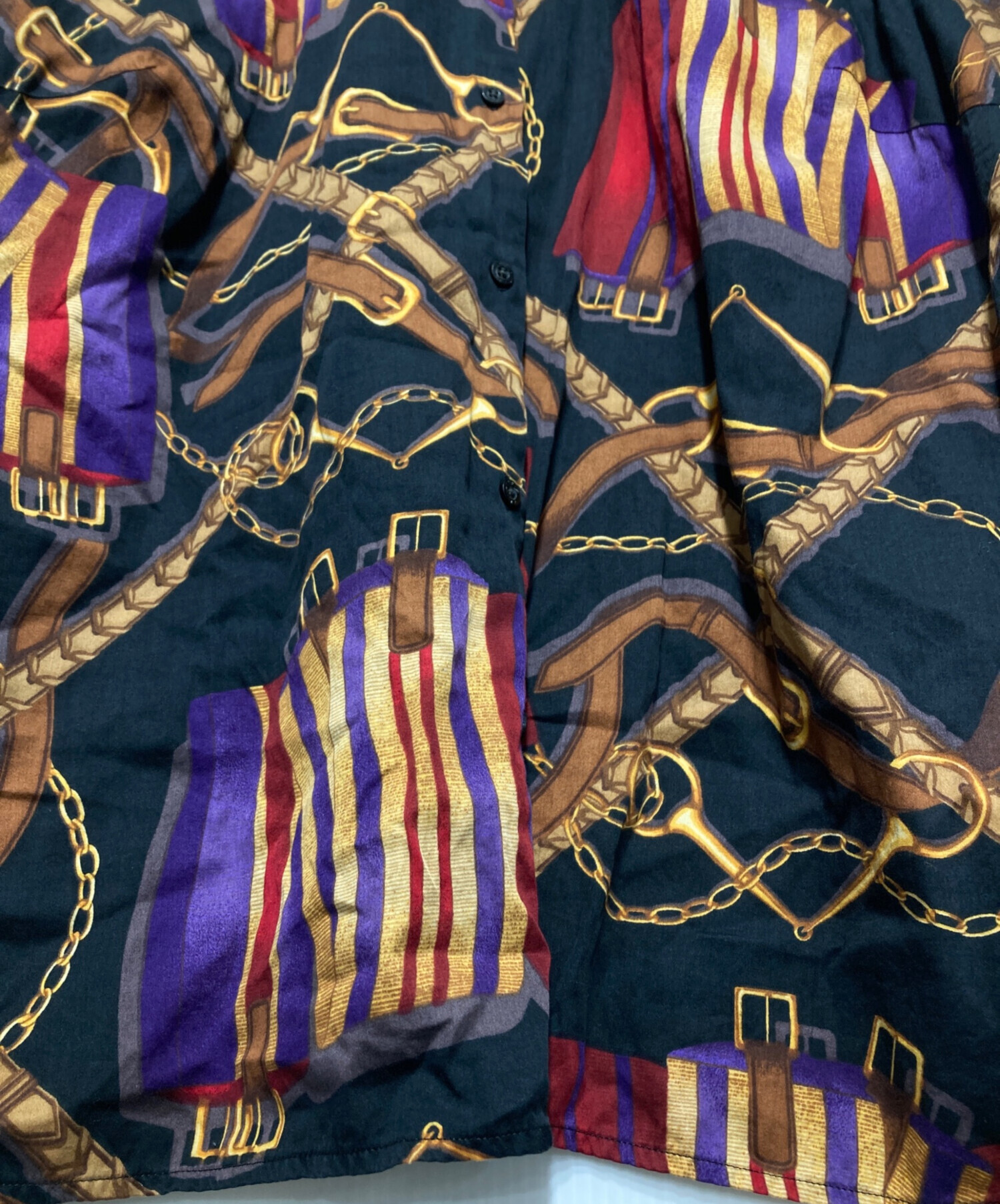古着　ヴィンテージ　シルクシャツ　lauren 柄　総柄　レトロ　チェーン柄 中古・古着通販】LAUREN RALPH LAUREN (ローレンラルフローレン