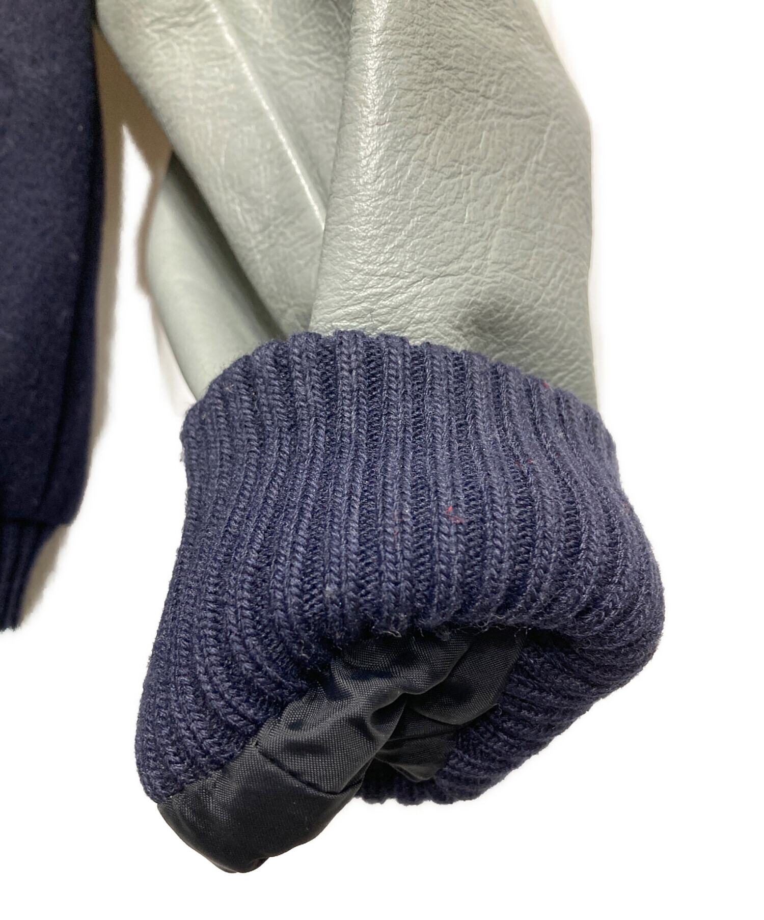 中古・古着通販】Delong (デロング) アームレザースタジャン ネイビー