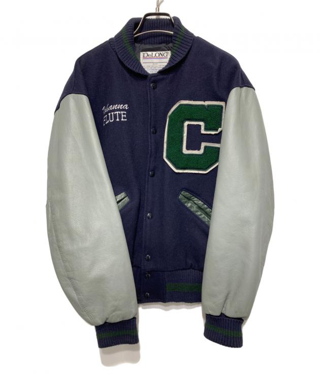 中古・古着通販】Delong (デロング) アームレザースタジャン ネイビー