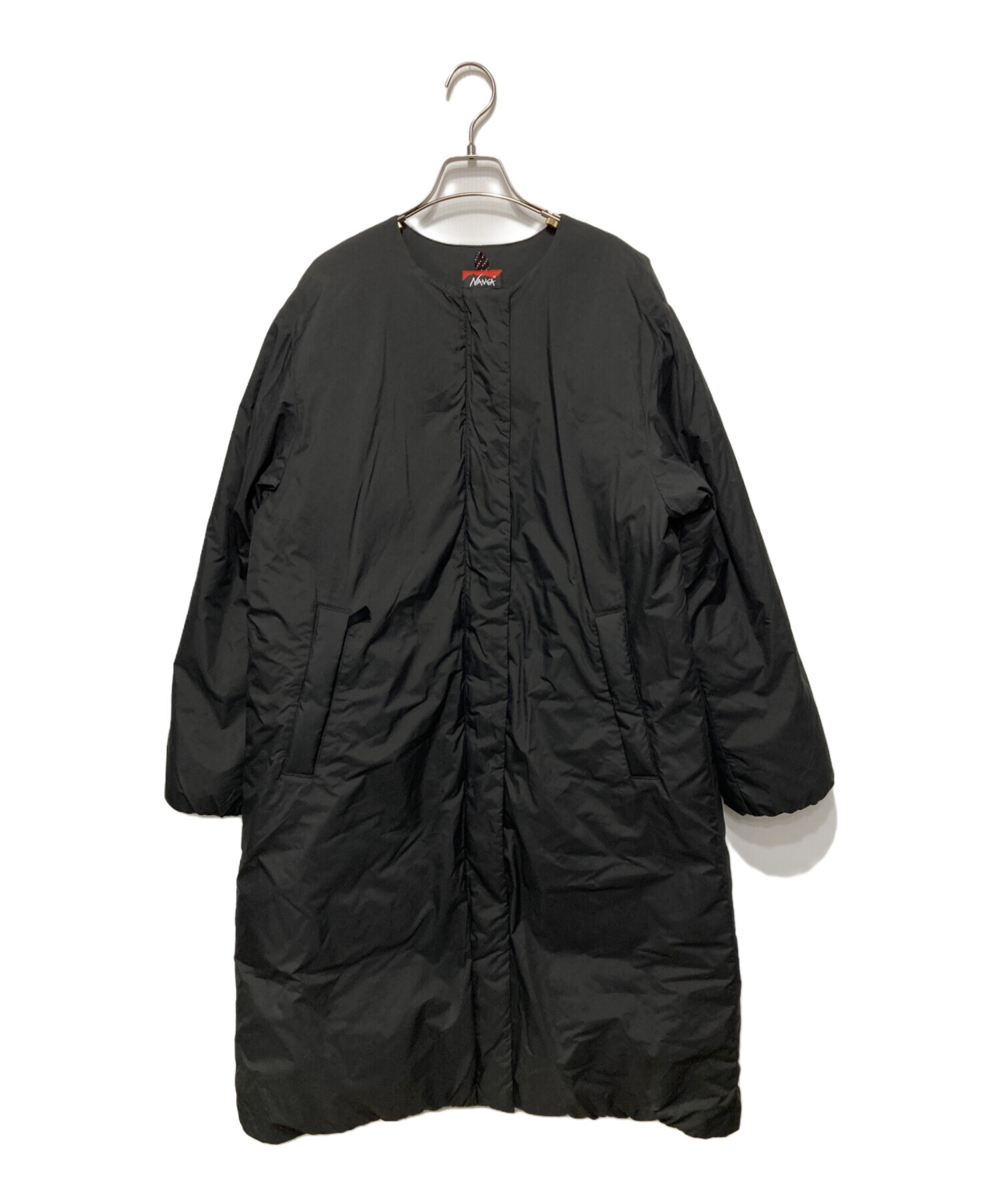 中古・古着通販】NANGA (ナンガ) ノーカラーダウンコート ブラック 