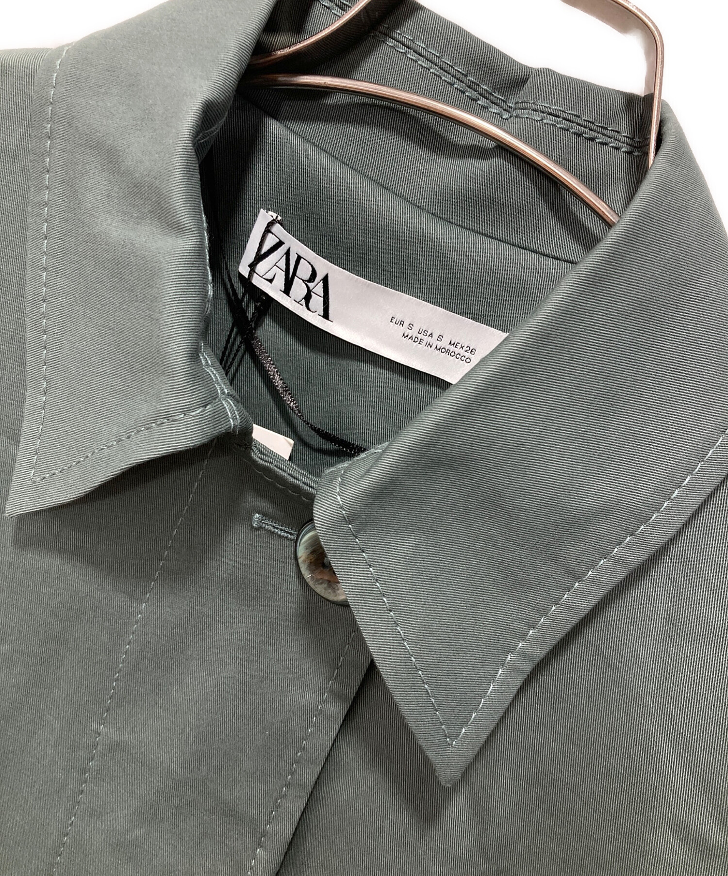 中古・古着通販】ZARA (ザラ) ステンカラーコート グリーン サイズ:S