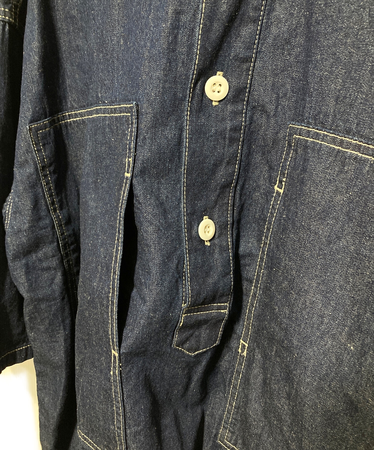 中古・古着通販】kagure (カグレ) コットンリネンデニムハーフスリーブ