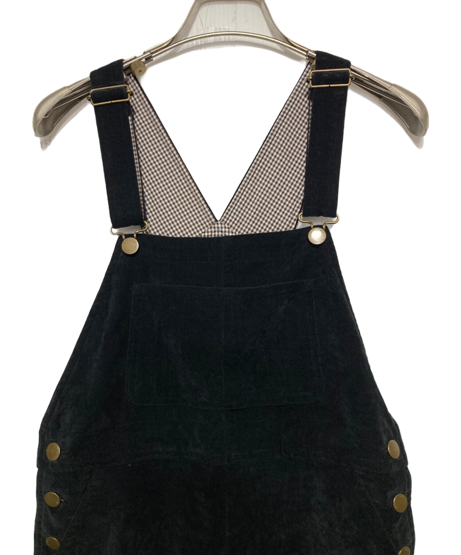 中古・古着通販】yori (ヨリ) ベルベットサロペット ブラック サイズ