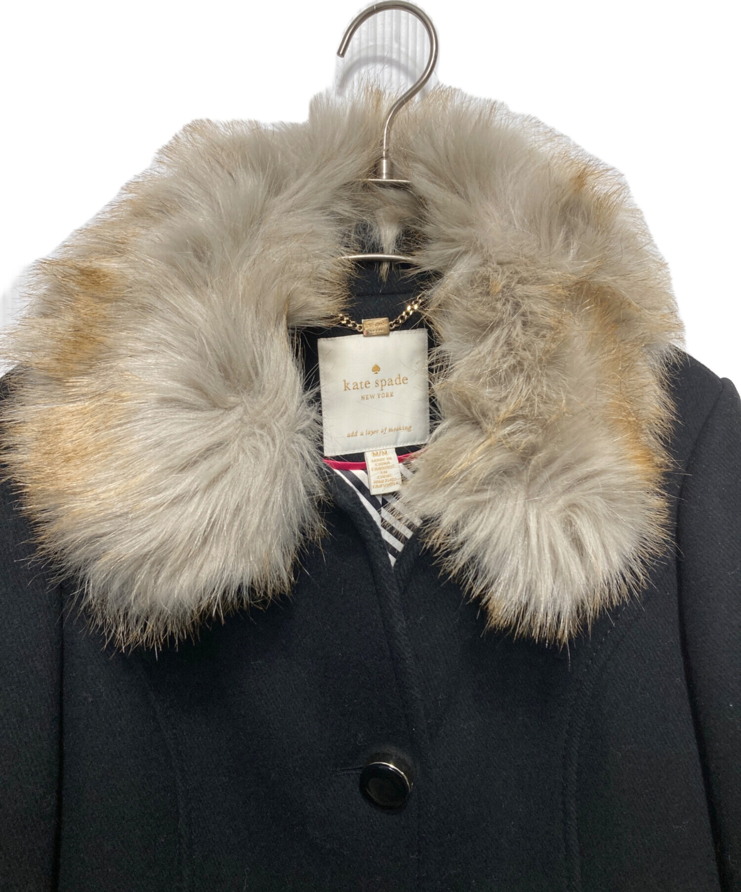 中古・古着通販】Kate Spade (ケイトスペード) FAUX FUR COLLAR COAT